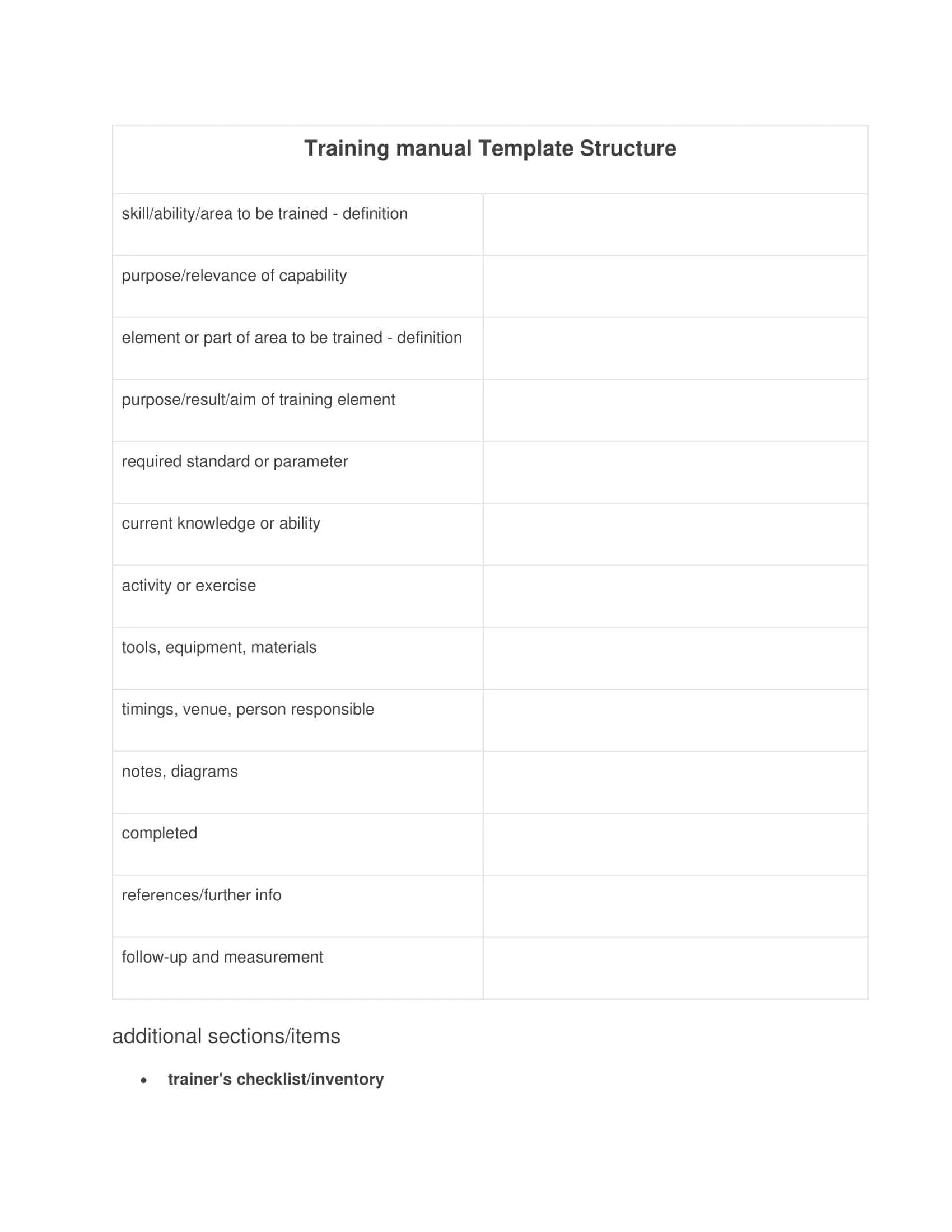 training manual template word training manual template word