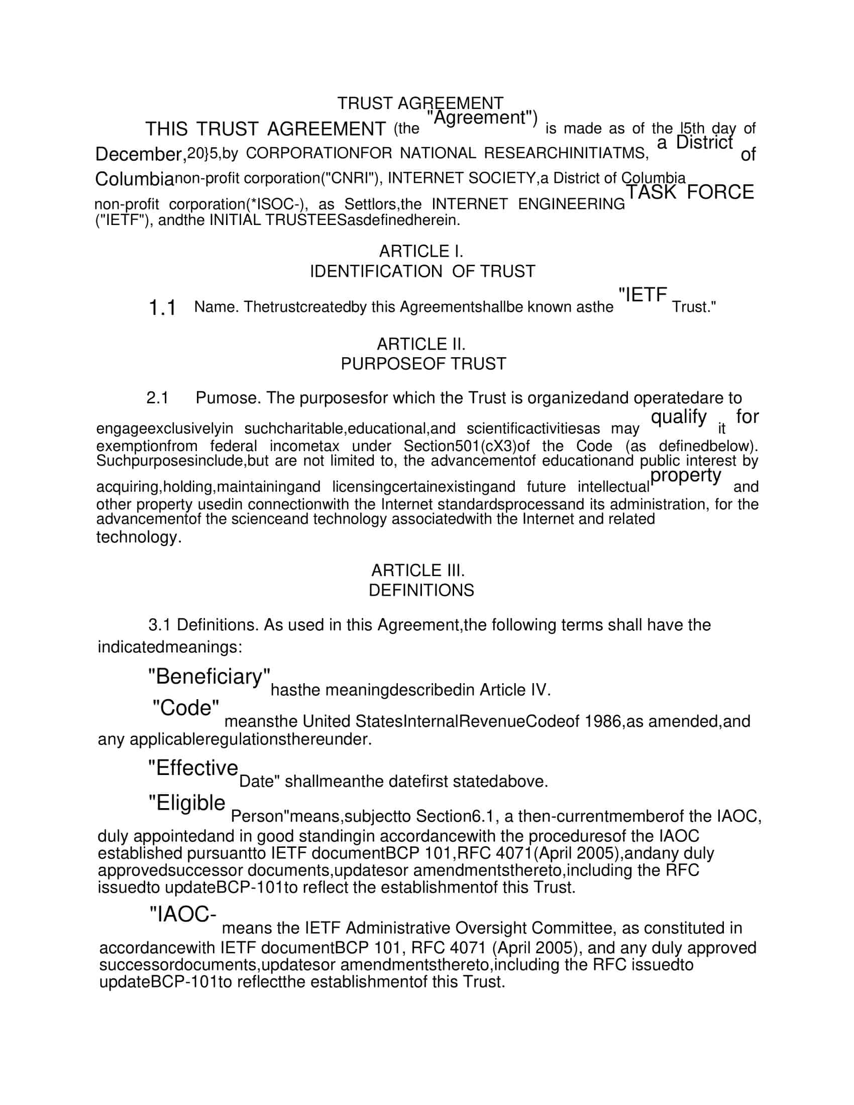 trust agreement sample trust agreement sample