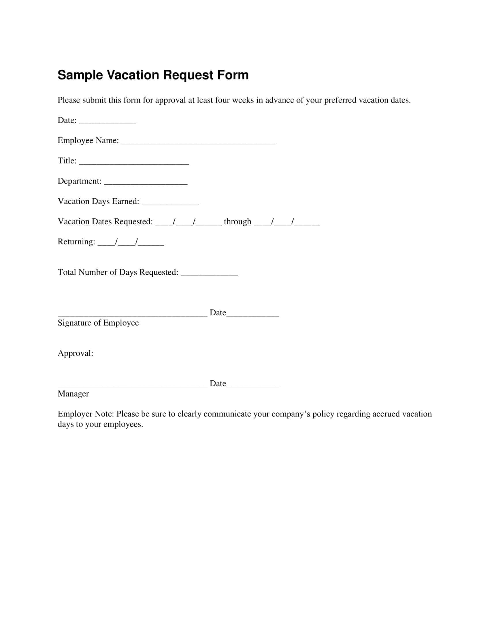 vacation request form pdf vacation request form pdf