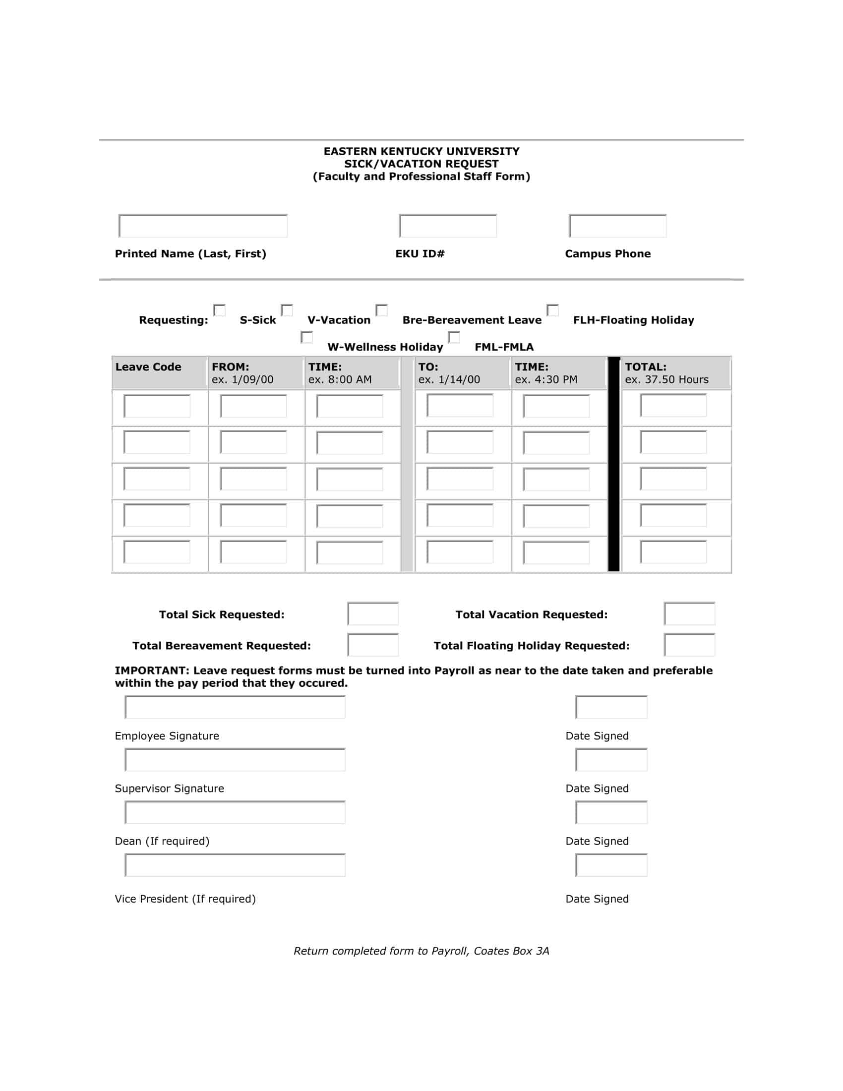 vacation request form template free vacation request form template free