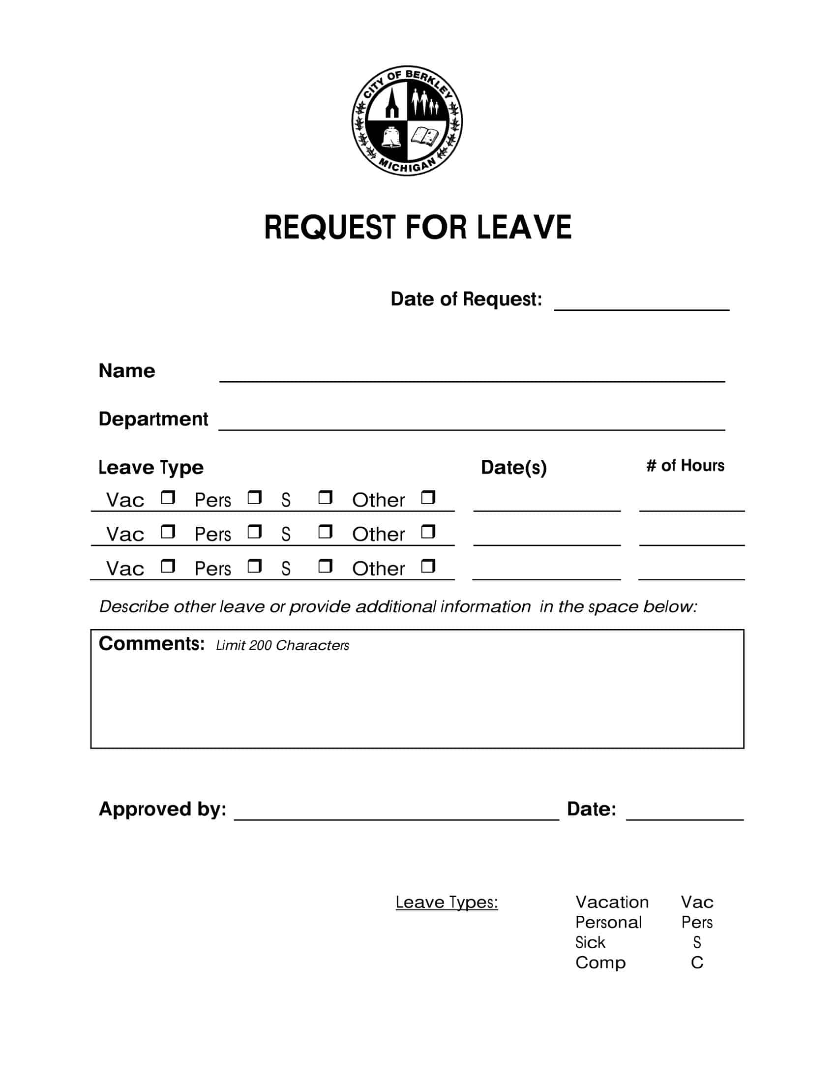 vacation sick leave request form vacation sick leave request form