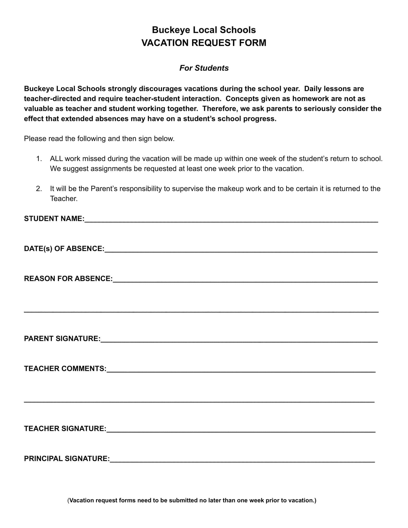 vacation time off request form template vacation time off request form template