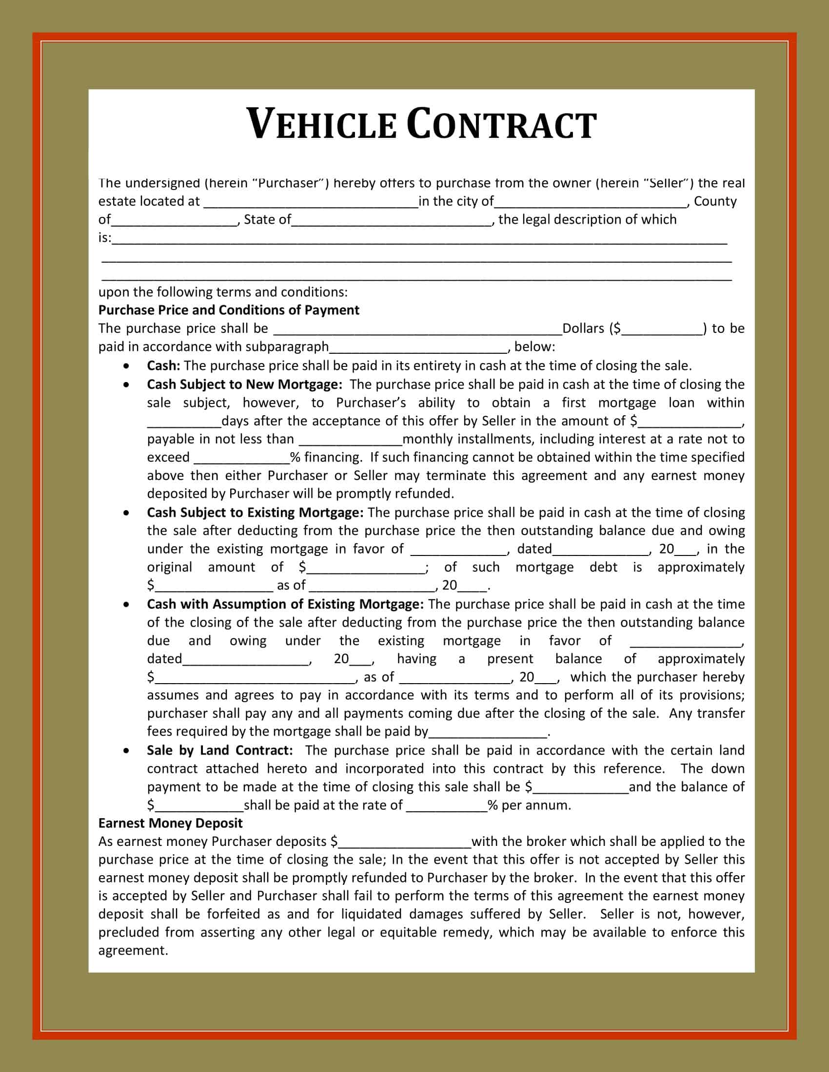 vehicle lease purchase agreement template vehicle lease purchase agreement template