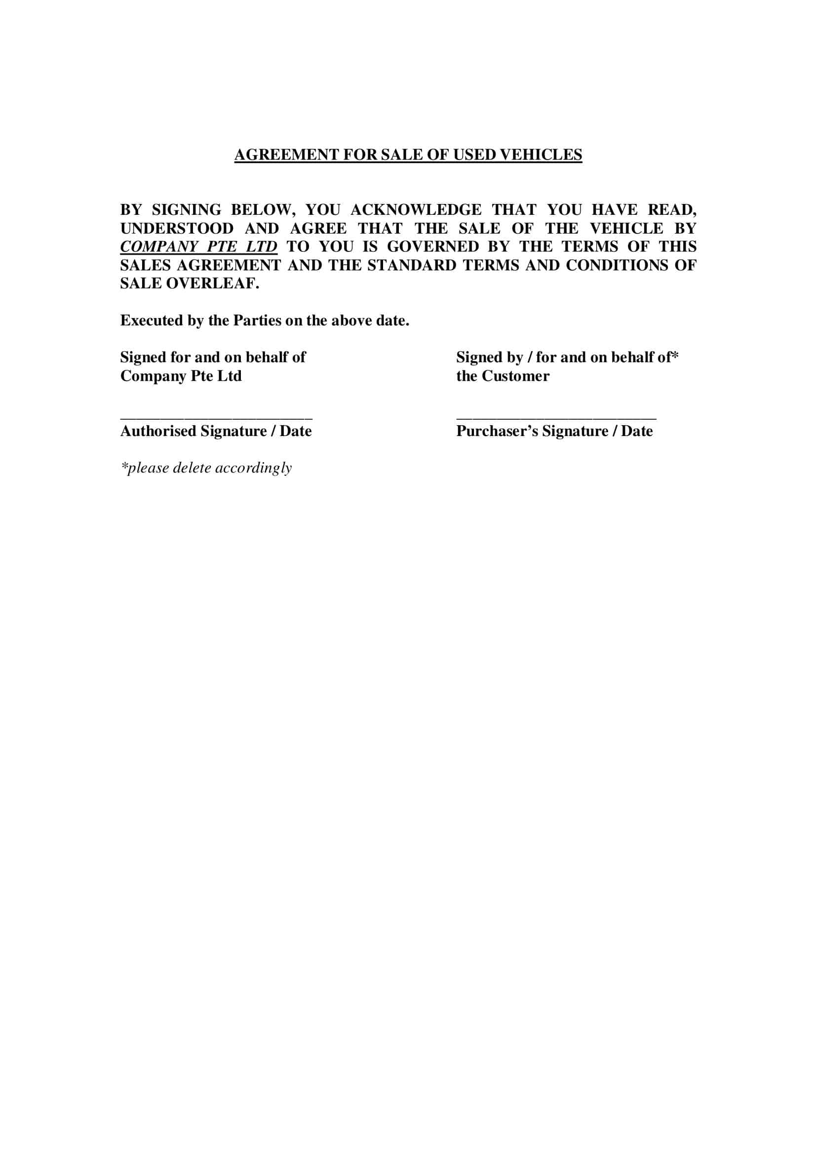 vehicle purchase agreement example vehicle purchase agreement example