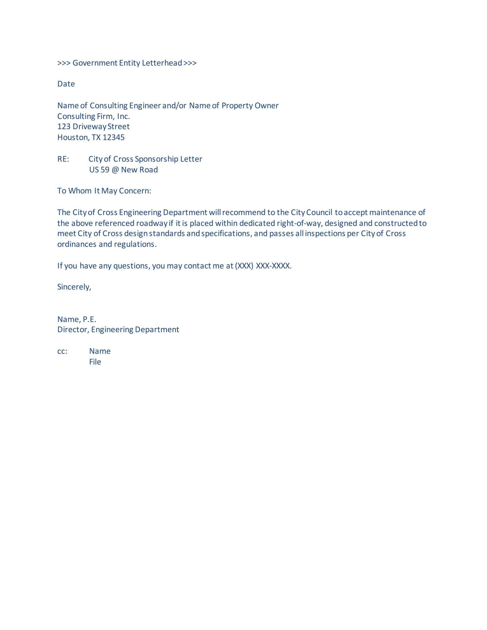 visa sponsorship letter visa sponsorship letter