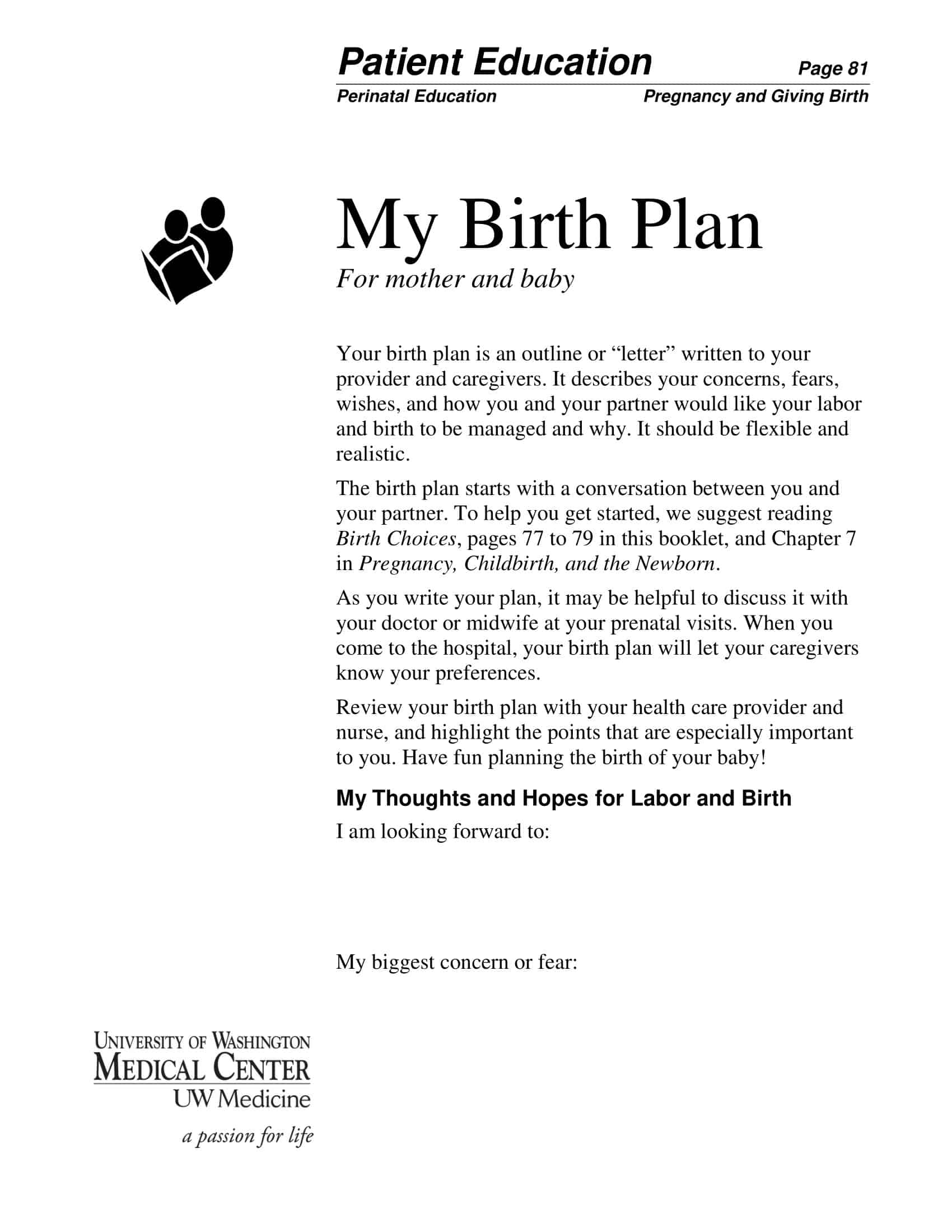 visual birth plan template visual birth plan template