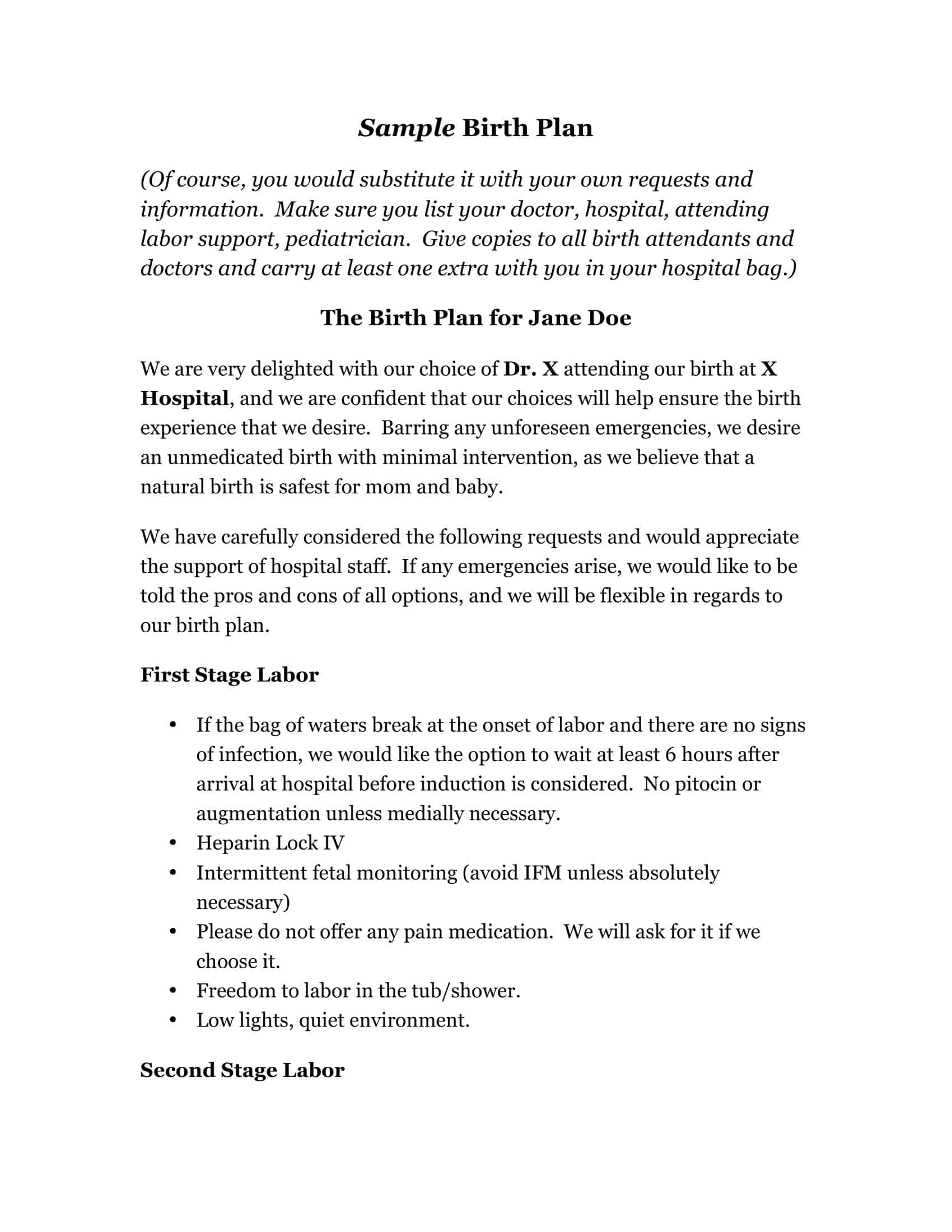 visual birth plan visual birth plan