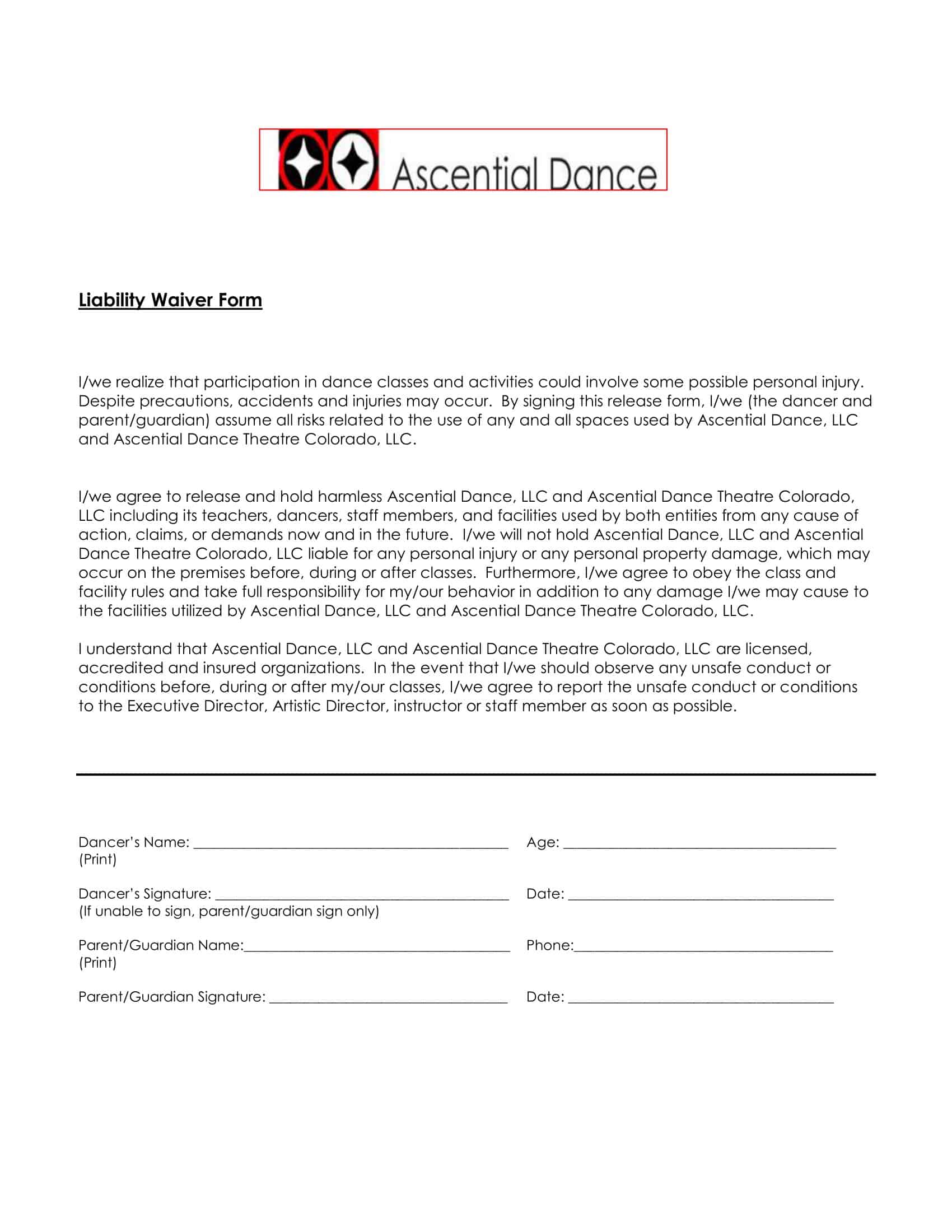 waiver and release of liability waiver and release of liability