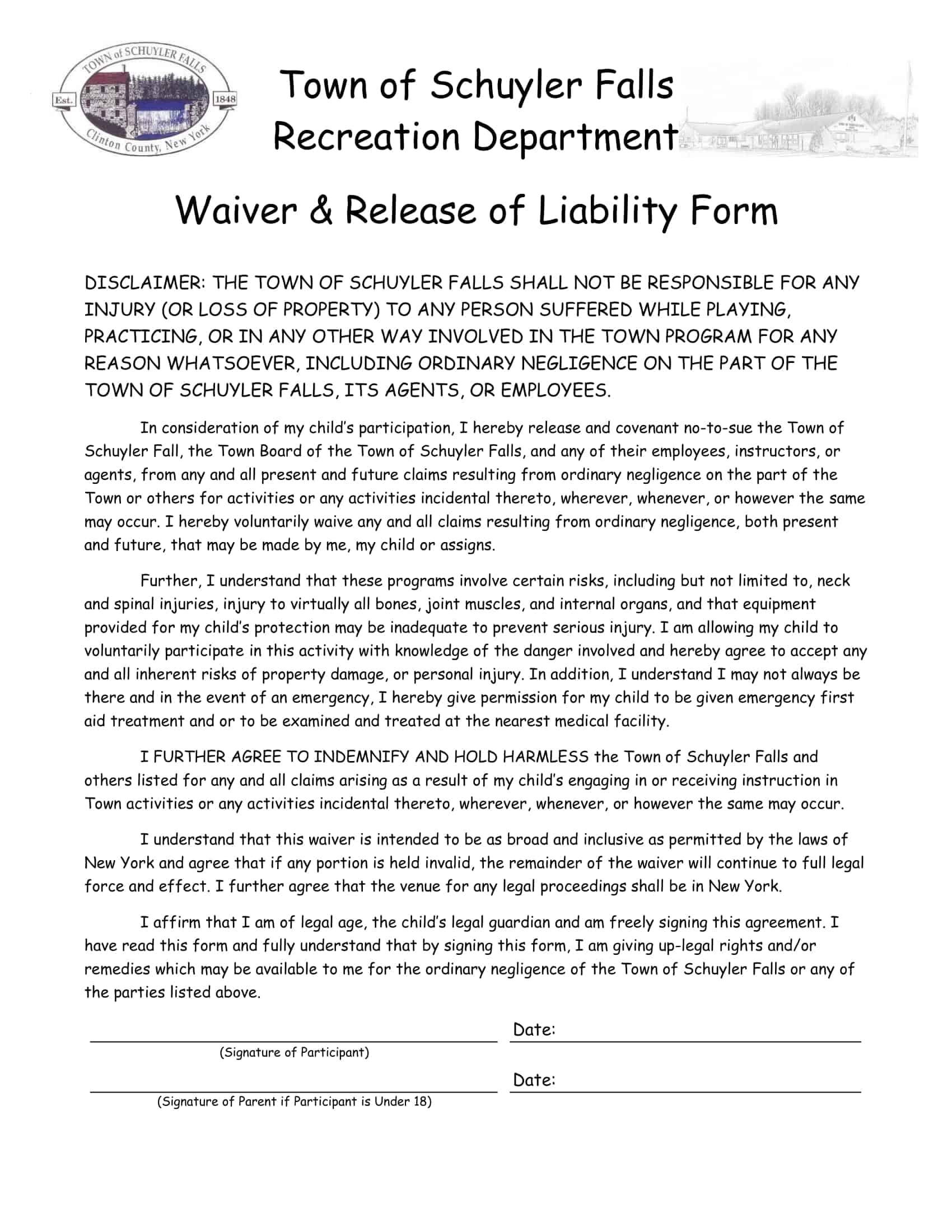 waiver release of liability blank waiver release of liability blank