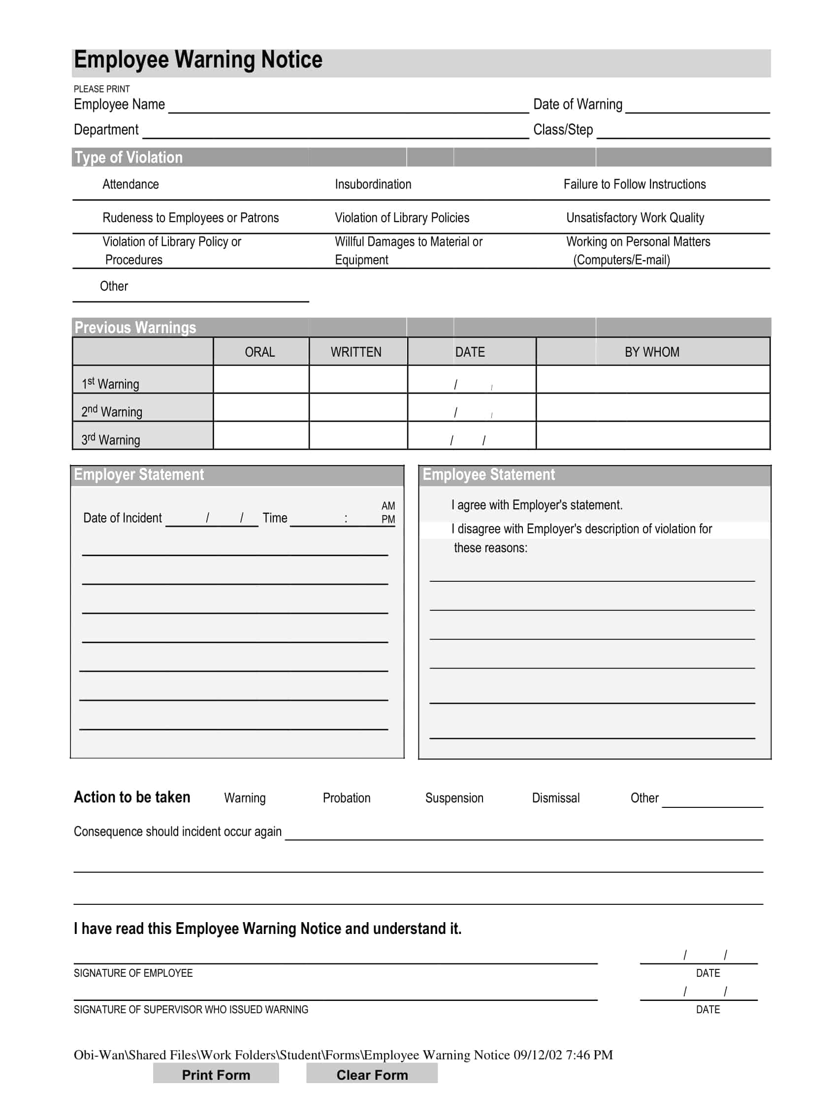 warning letter for employee warning letter for employee