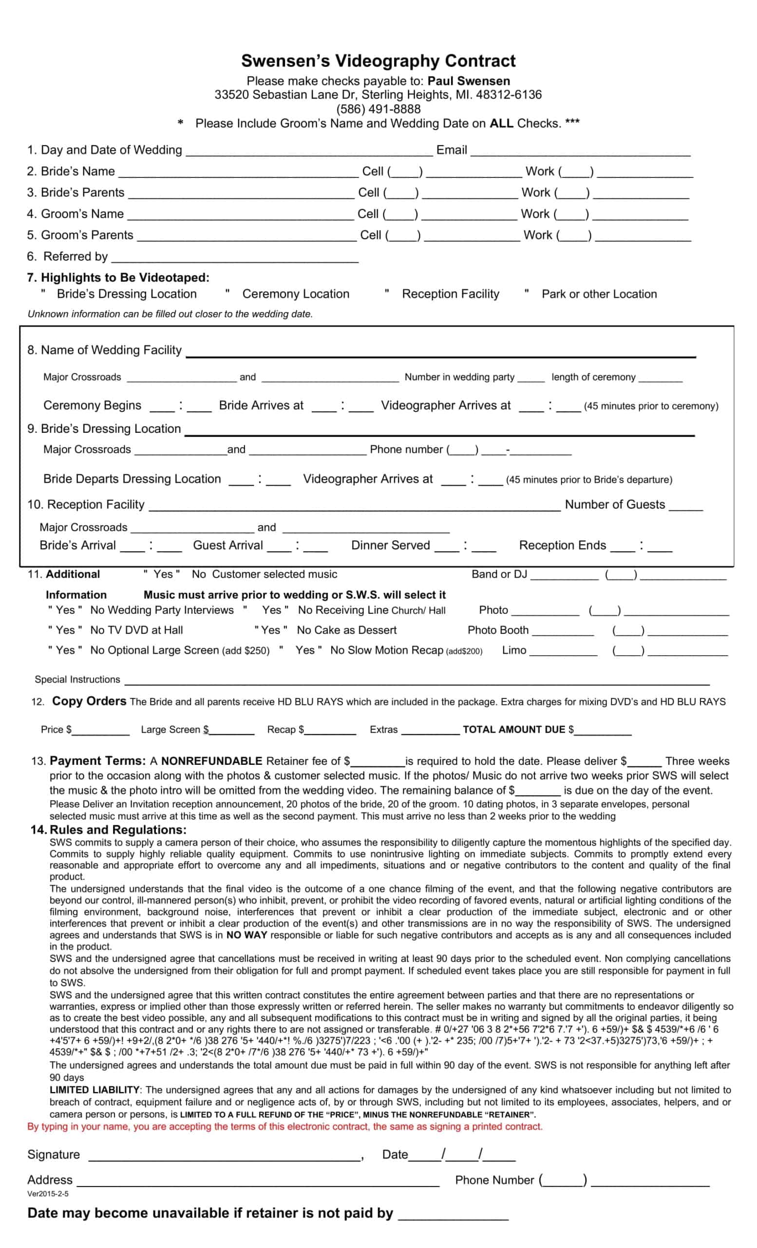 wedding photography and videography contract wedding photography and videography contract