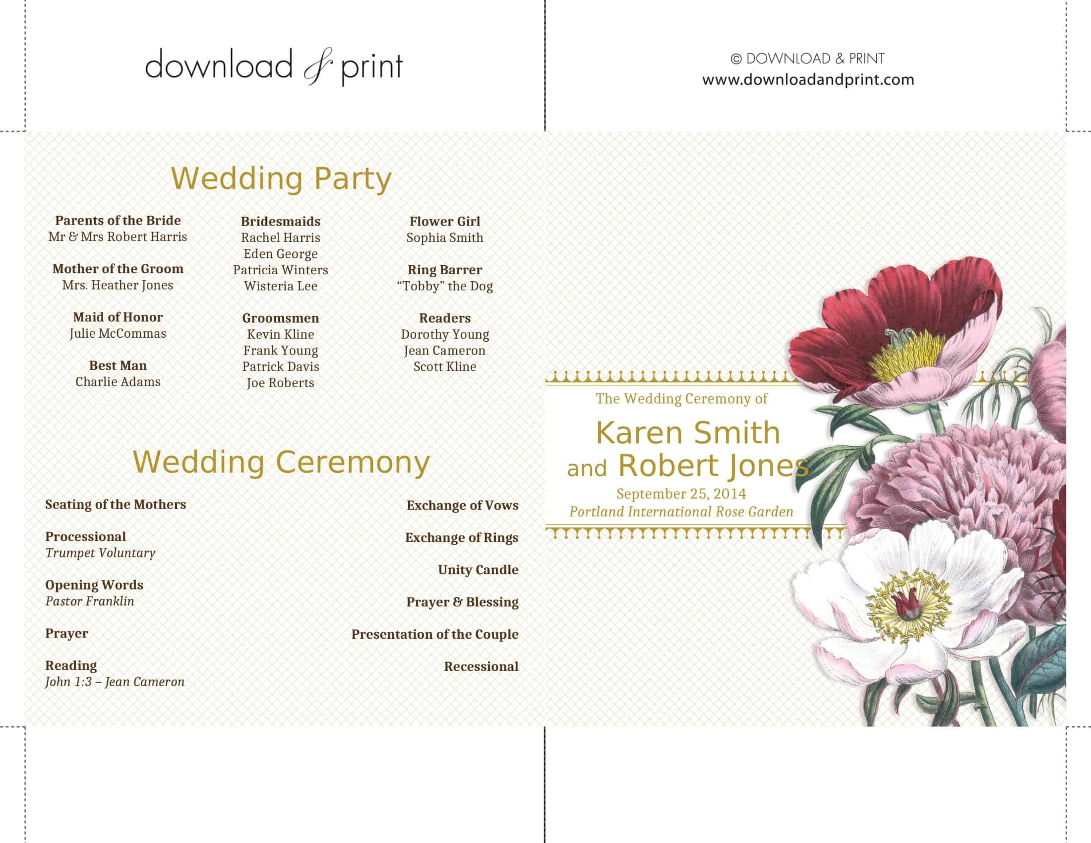 wedding program templates wedding program templates