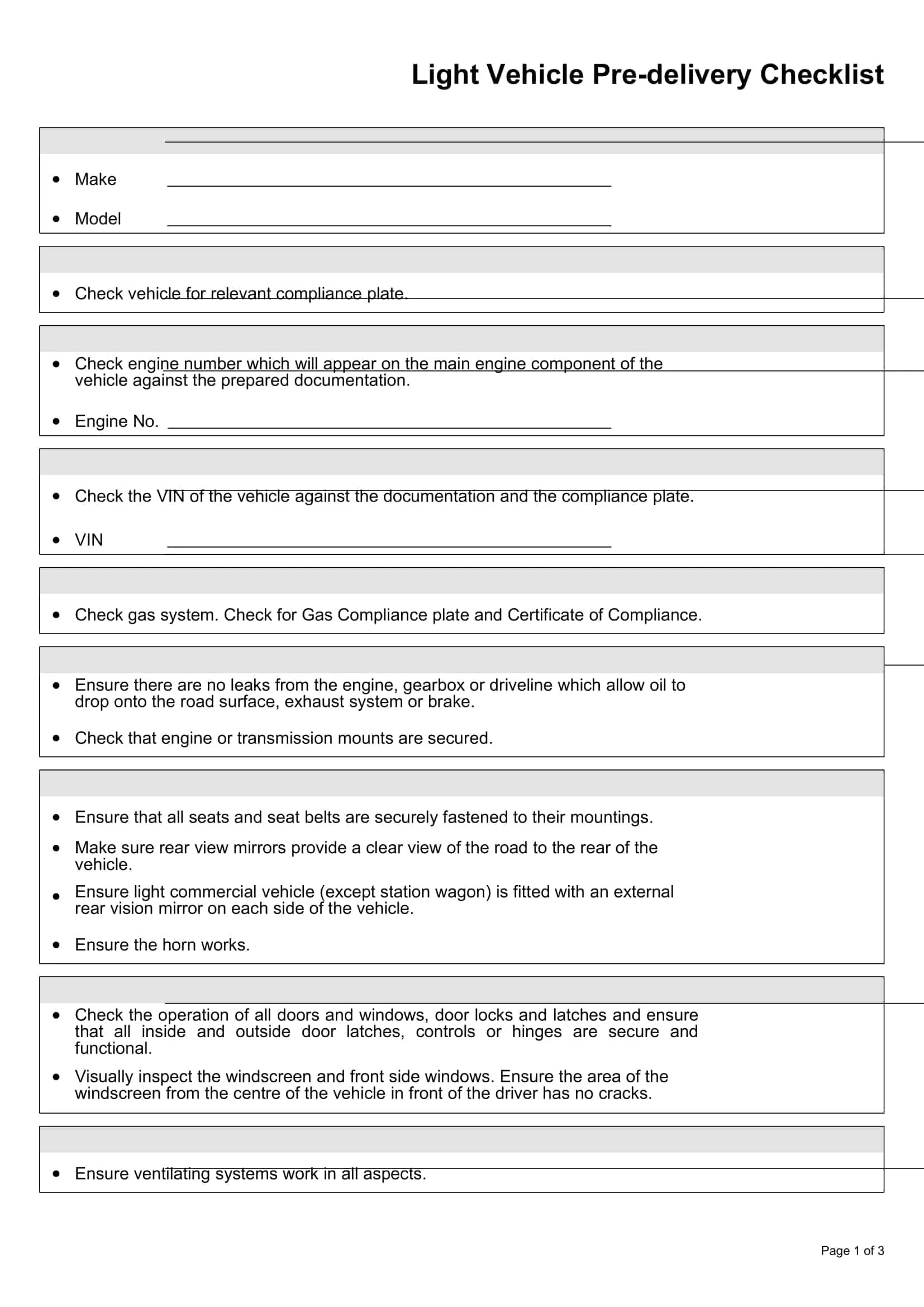 weekly vehicle inspection checklist weekly vehicle inspection checklist