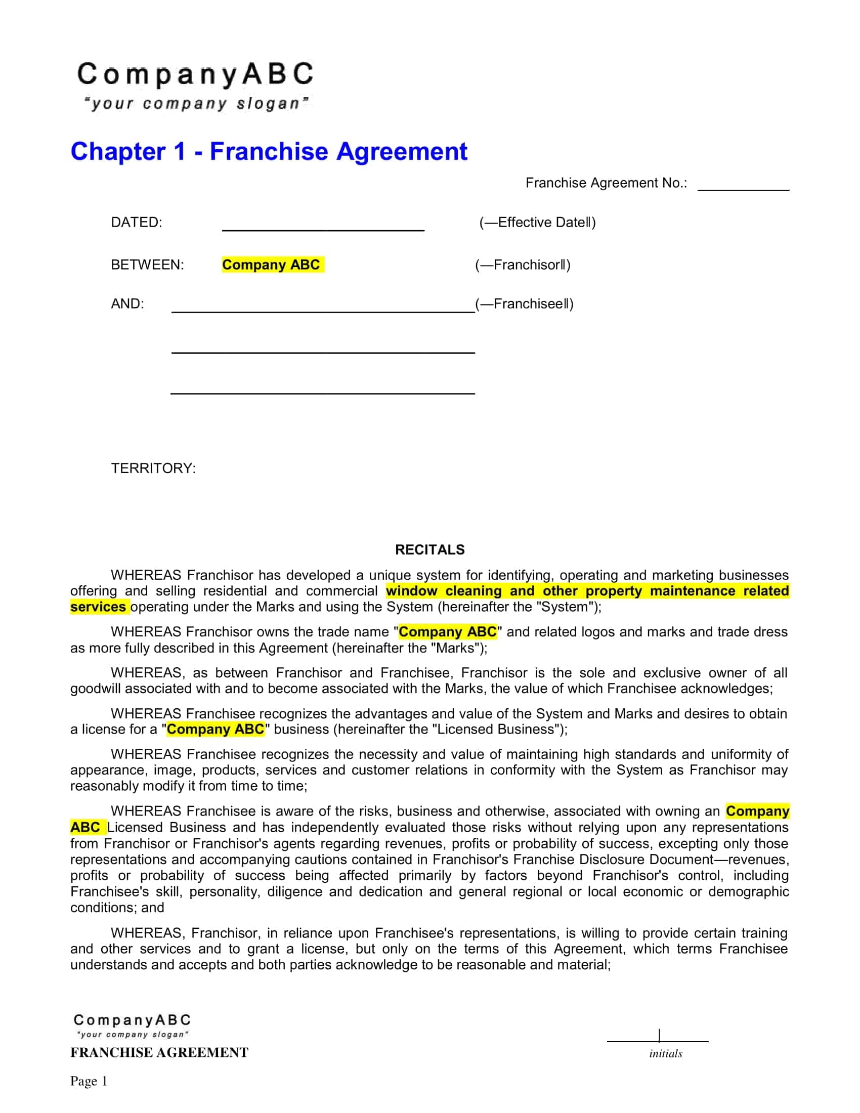 what information is included in a franchise agreement what information is included in a franchise agreement