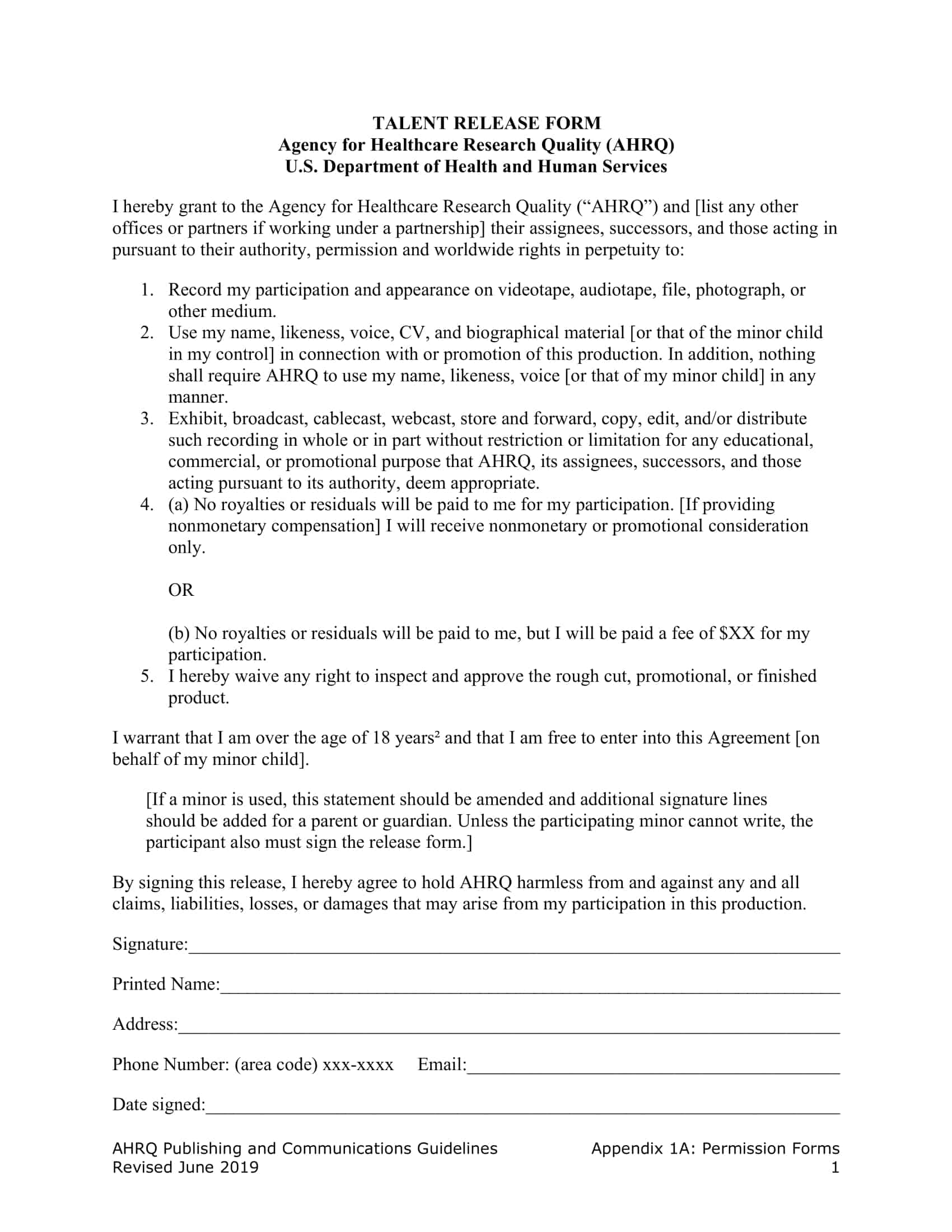 what is a talent release form what is a talent release form