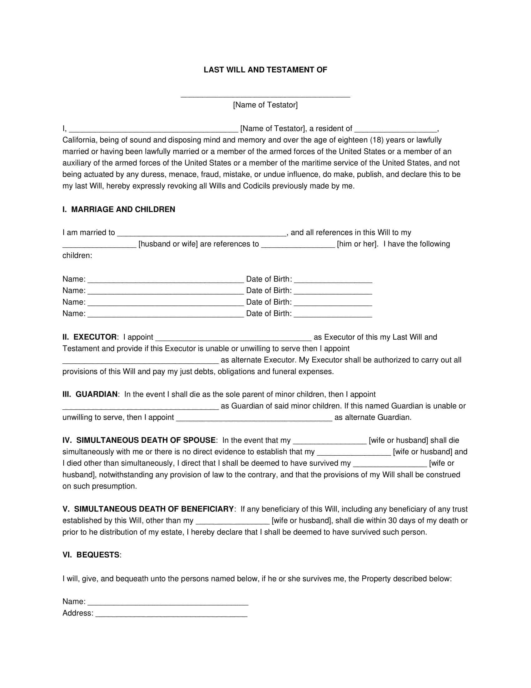 will and last testament will and last testament