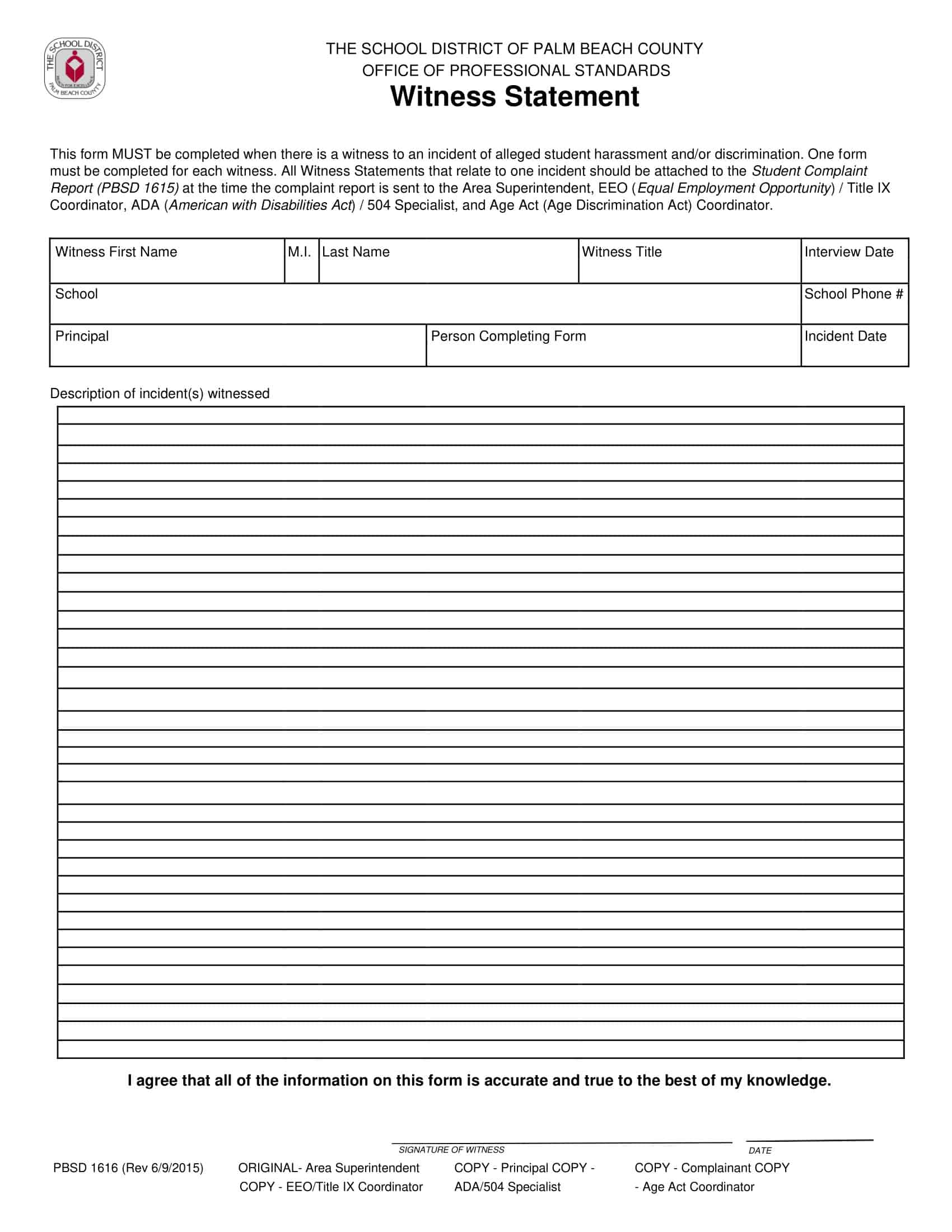 Free Printable Witness Statement Form Templates PDF Word Example Free Printable Witness Statement Form Templates PDF Word Example