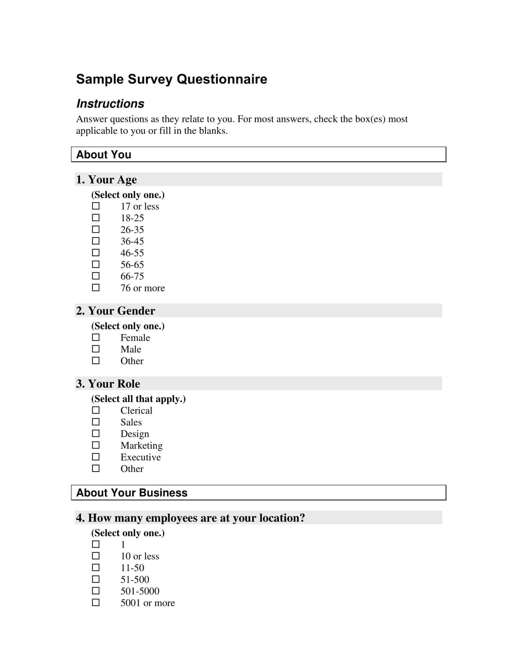 word questionnaire template word questionnaire template