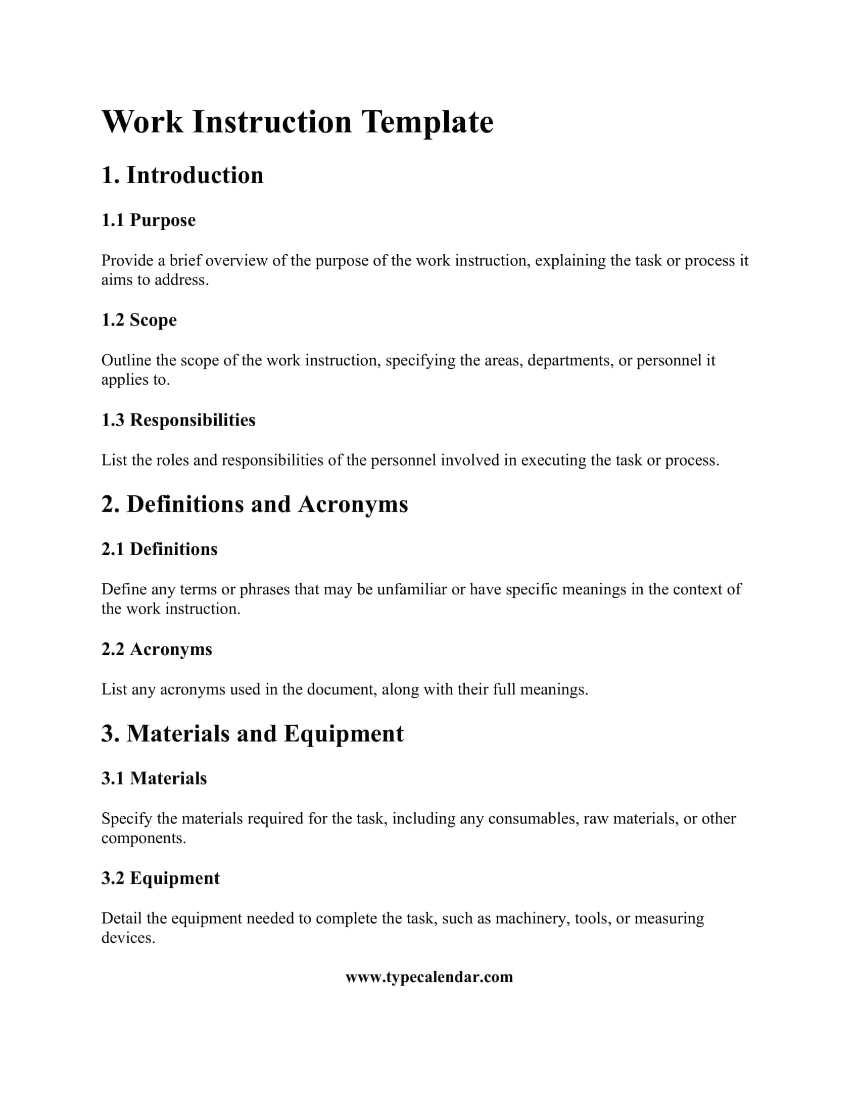 Free Printable Work Instruction Templates PDF Word Excel Free Printable Work Instruction Templates PDF Word Excel