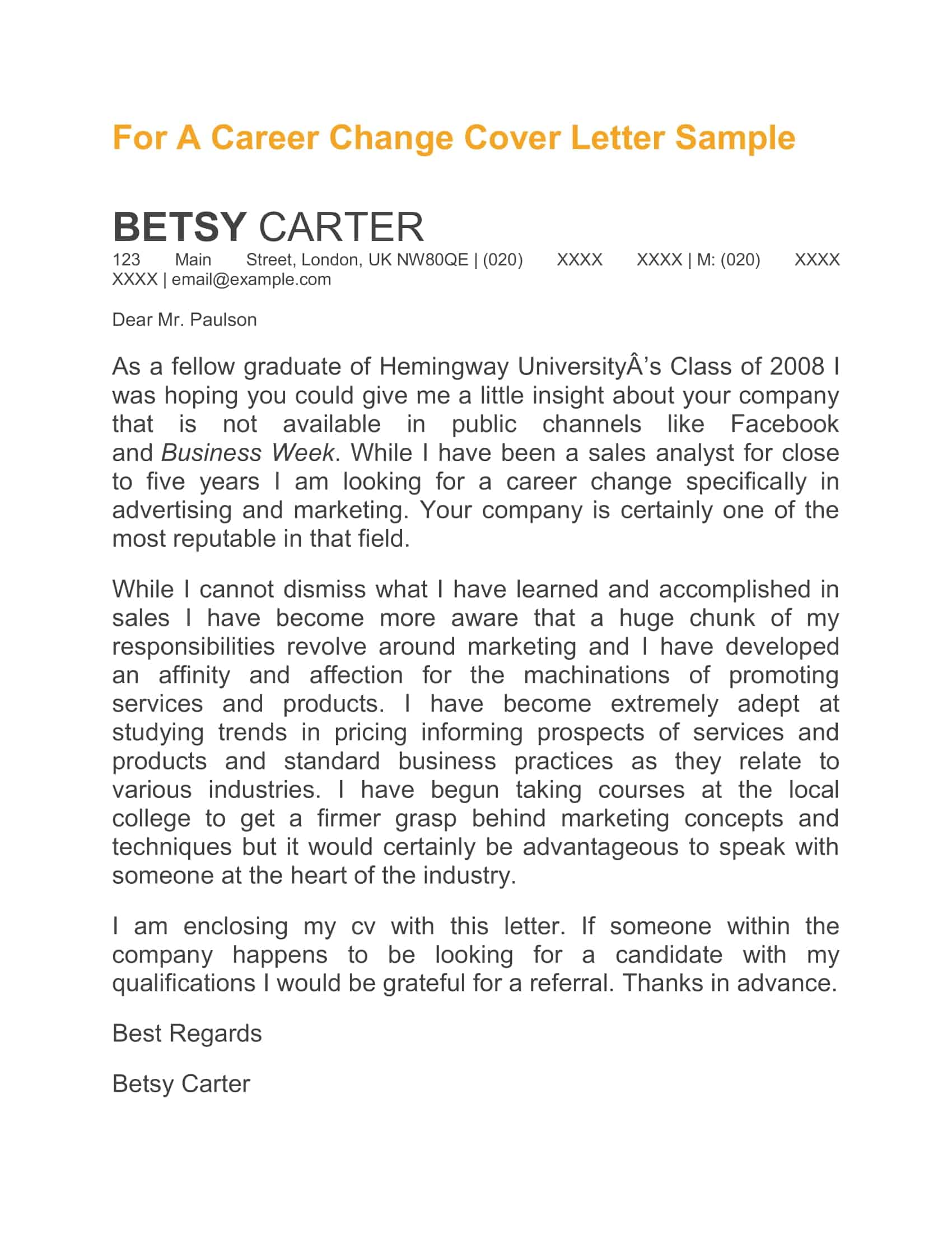 writing a cover letter for career change writing a cover letter for career change