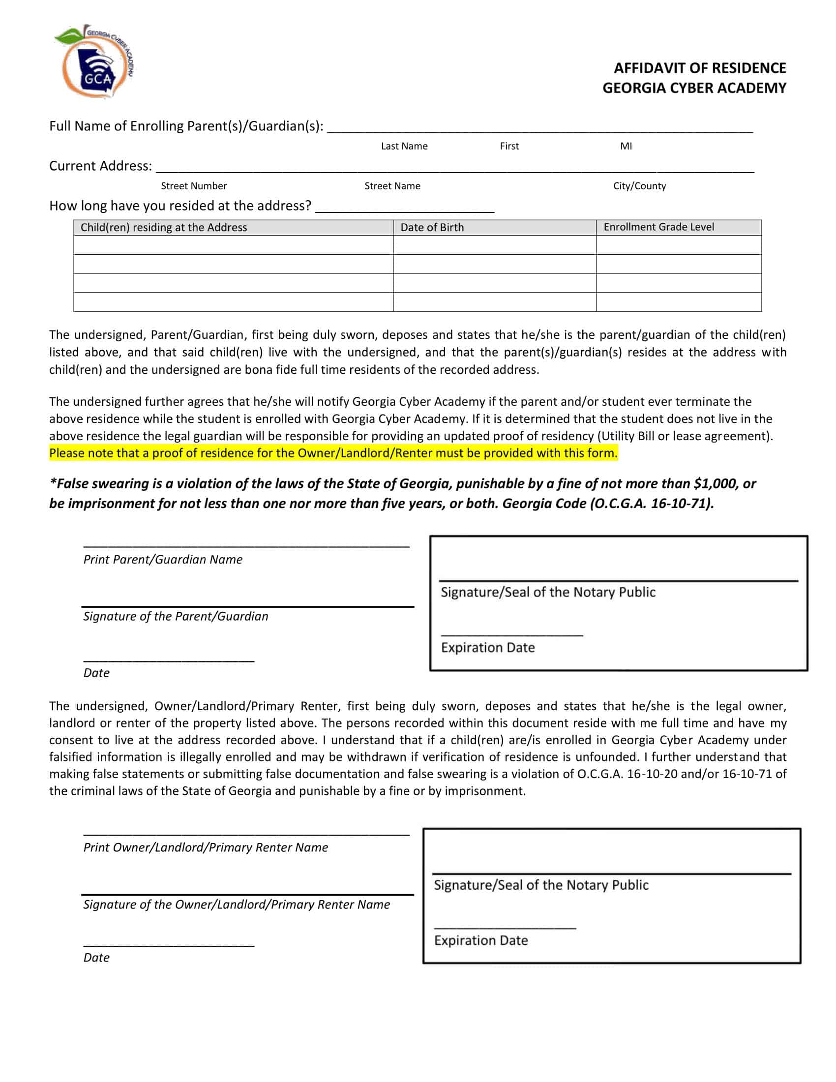 Affidavit of Residence Example Document Affidavit of Residence Example Document