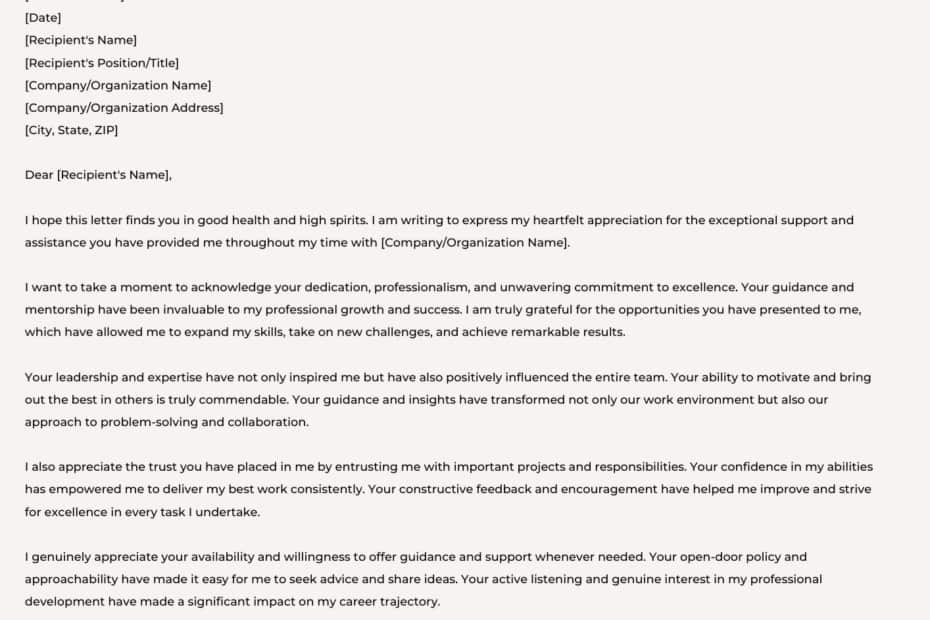 Appreciation Letter