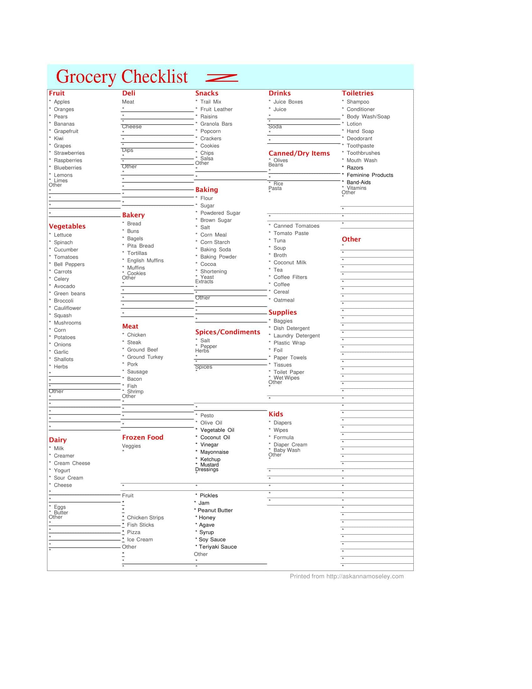 Best Grocery List Excel Best Grocery List Excel