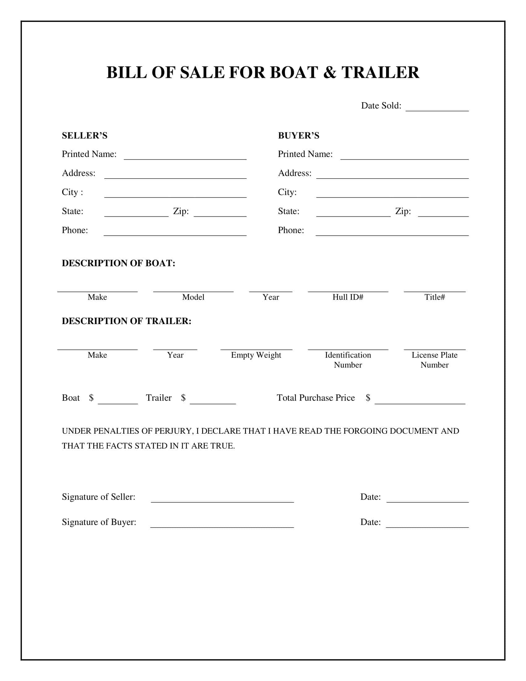 Bill of Sale Template Editable Bill of Sale Template Editable