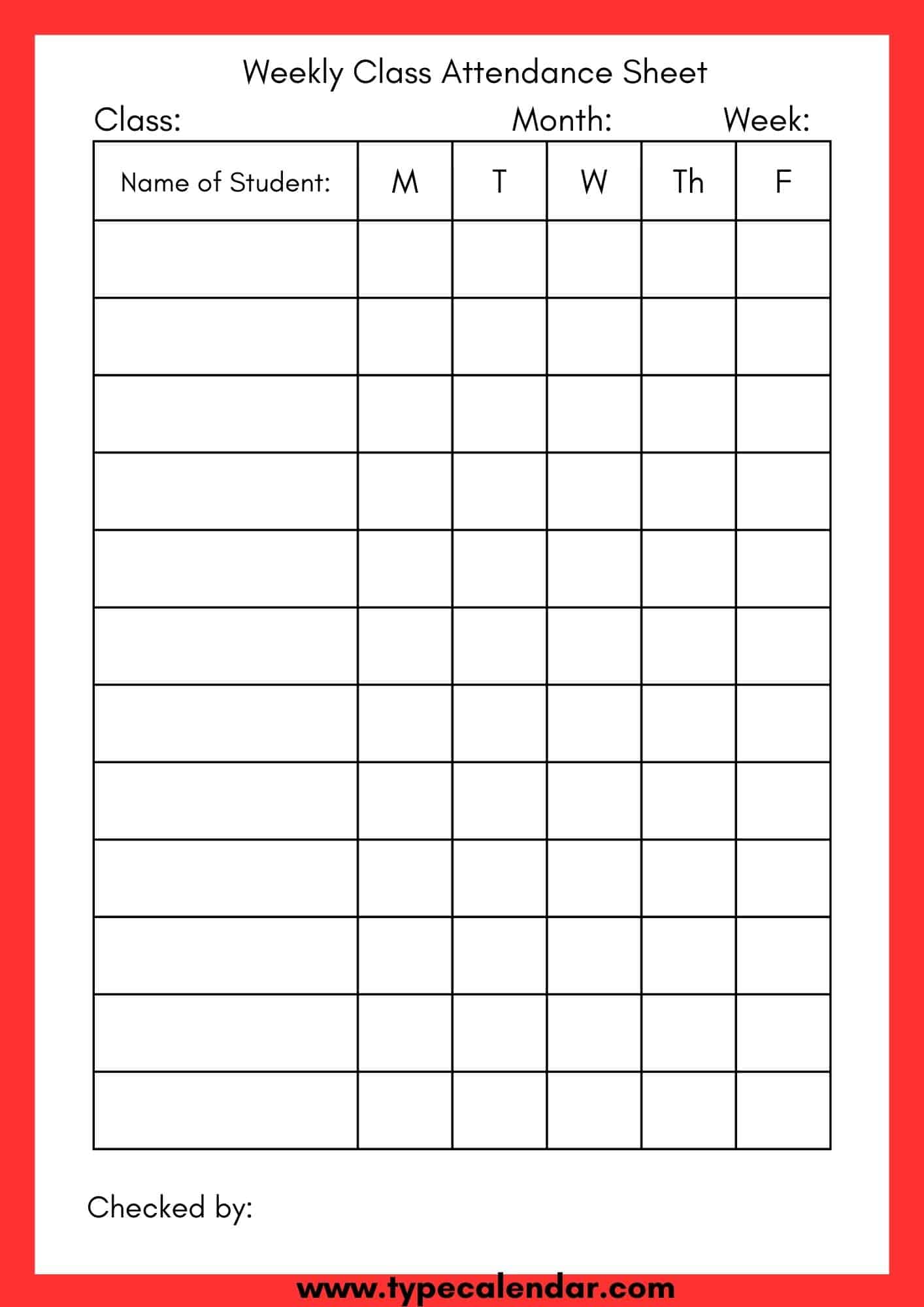 Simple Attendance Sheet Simple Attendance Sheet