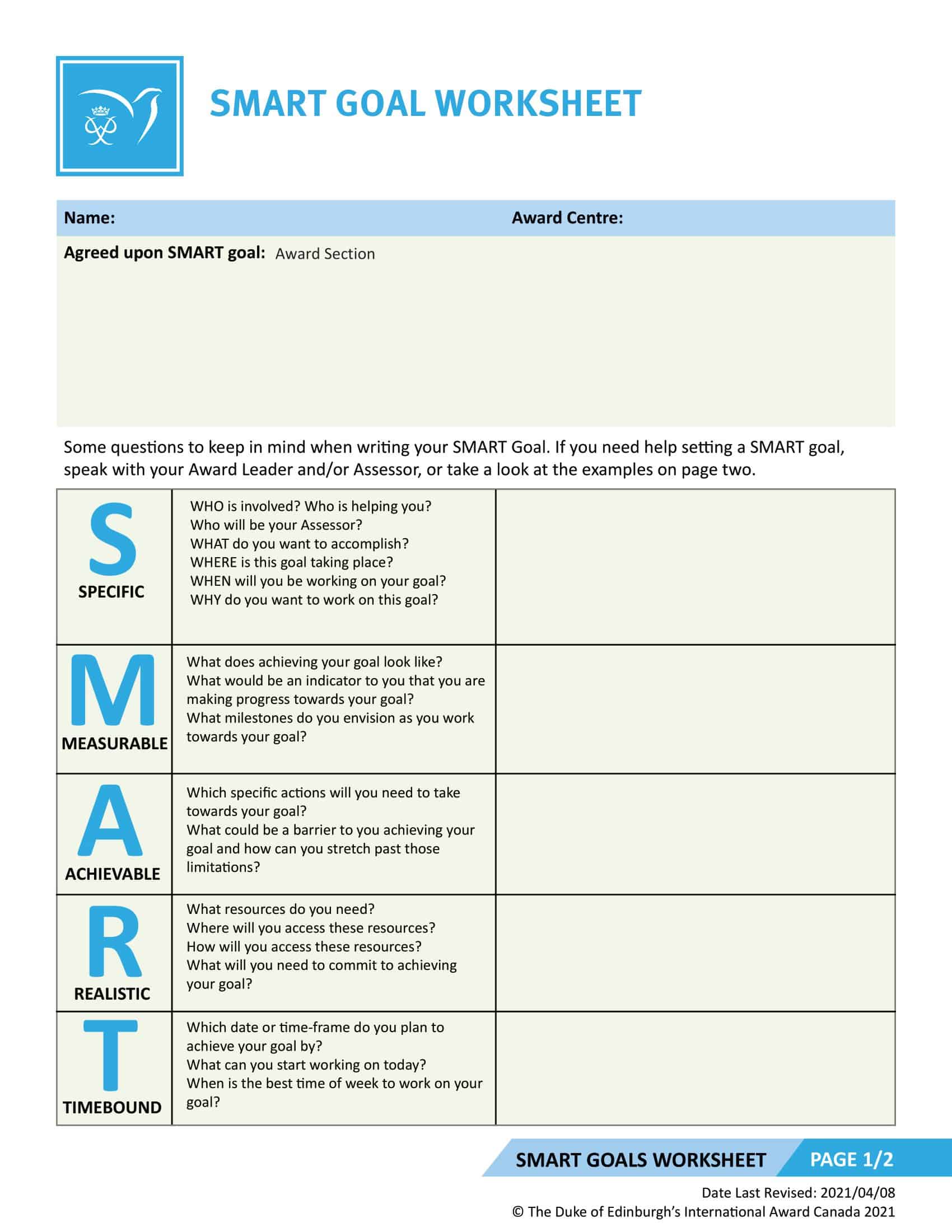 Free Printable SMART Goals Templates Word Excel PDF 