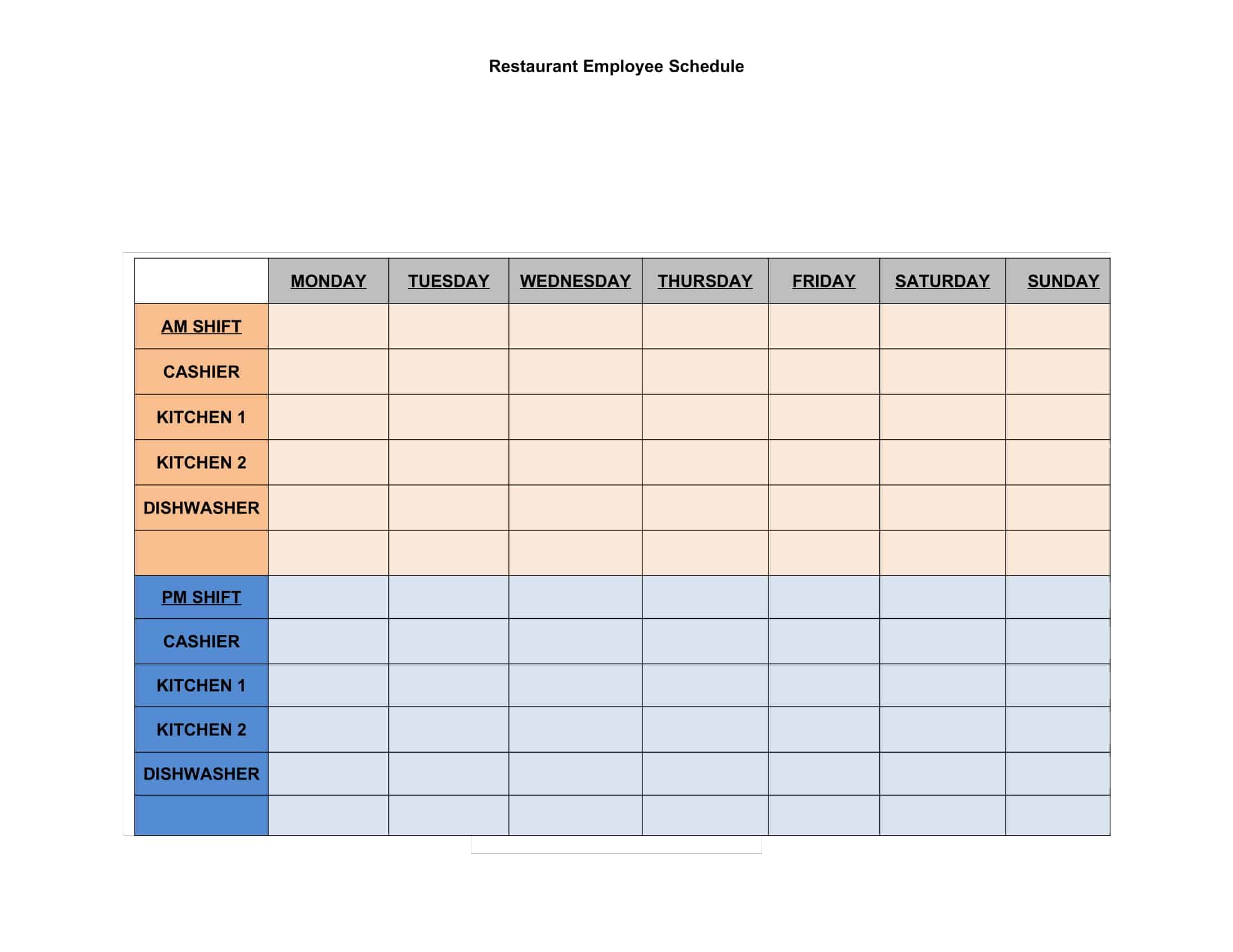Blank Weekly Employee Schedule Template Blank Weekly Employee Schedule Template