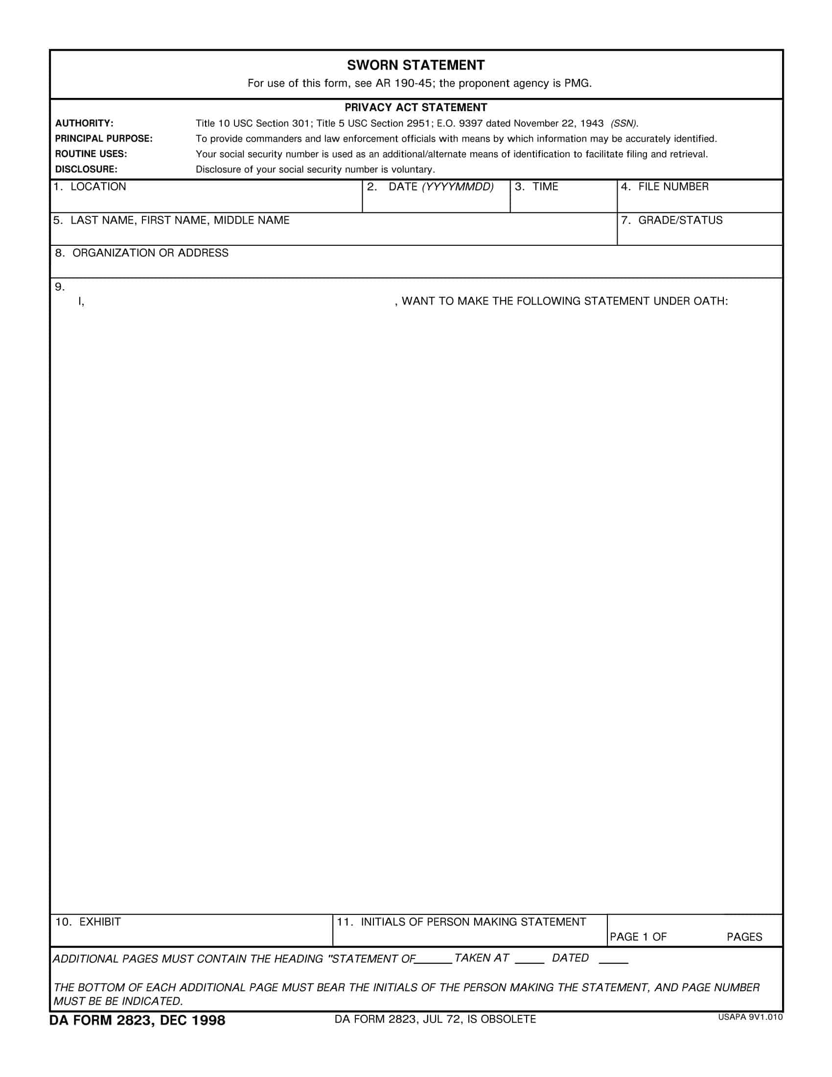 Free Printable Sworn Statement Templates Word PDF For Construction Free Printable Sworn Statement Templates Word PDF For Construction