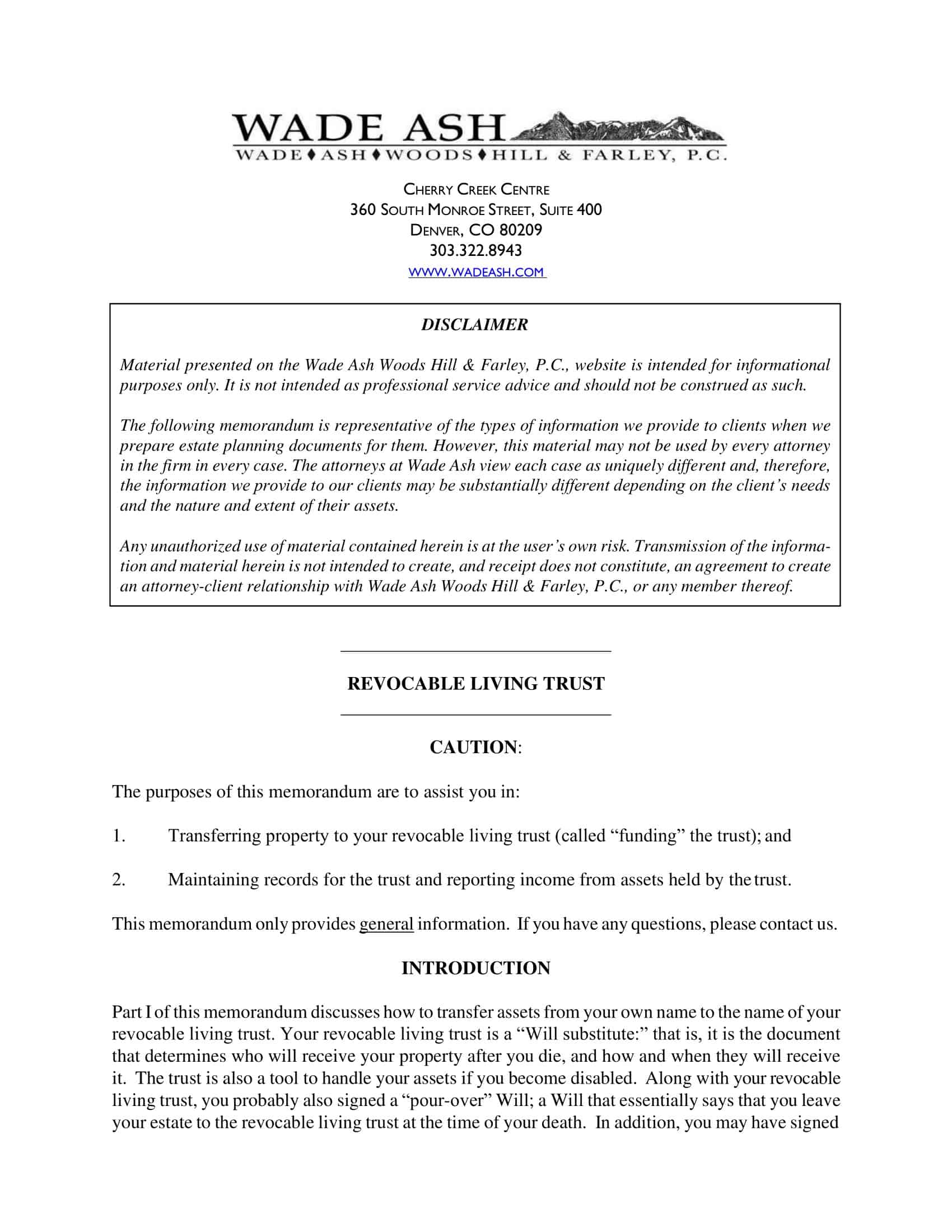 Blank PDF Form for Living Trust Blank PDF Form for Living Trust