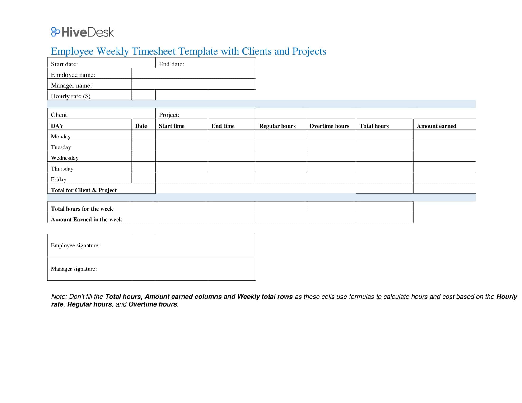 Free Printable Timesheet Templates [Excel, PDF, Word]