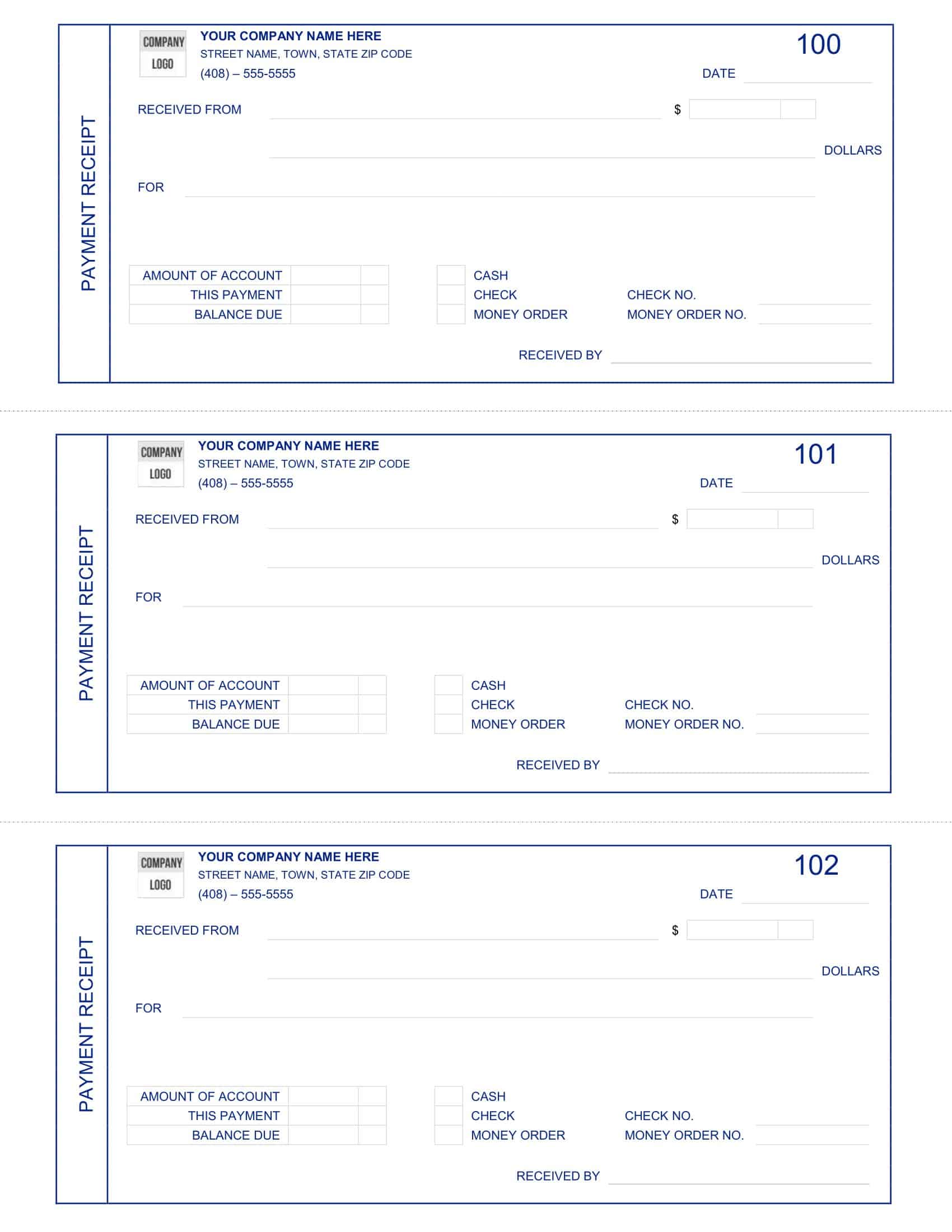 Free Printable Receipt Templates Word Excel PDF 