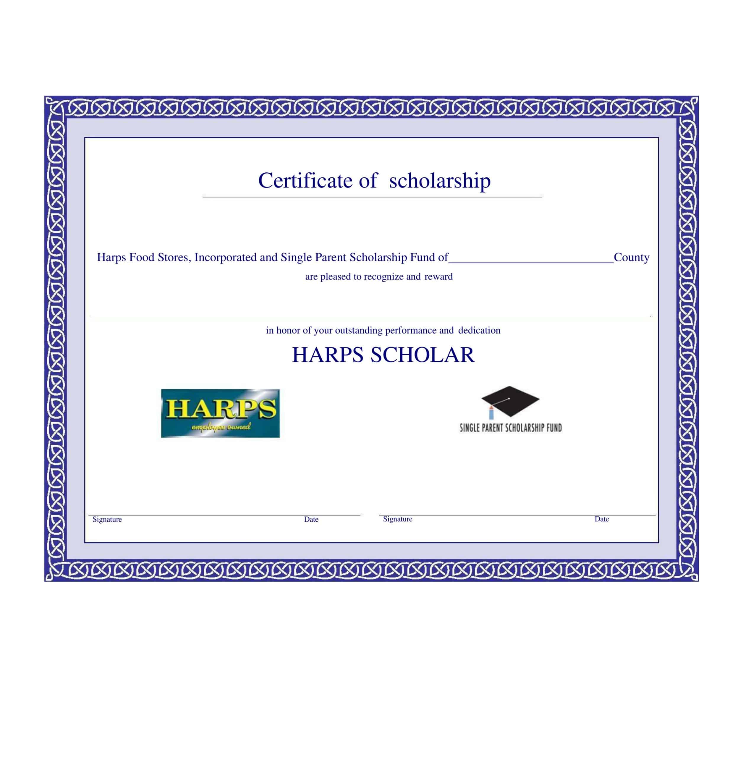 Blank Scholarship Certificate Template Editable Blank Scholarship Certificate Template Editable