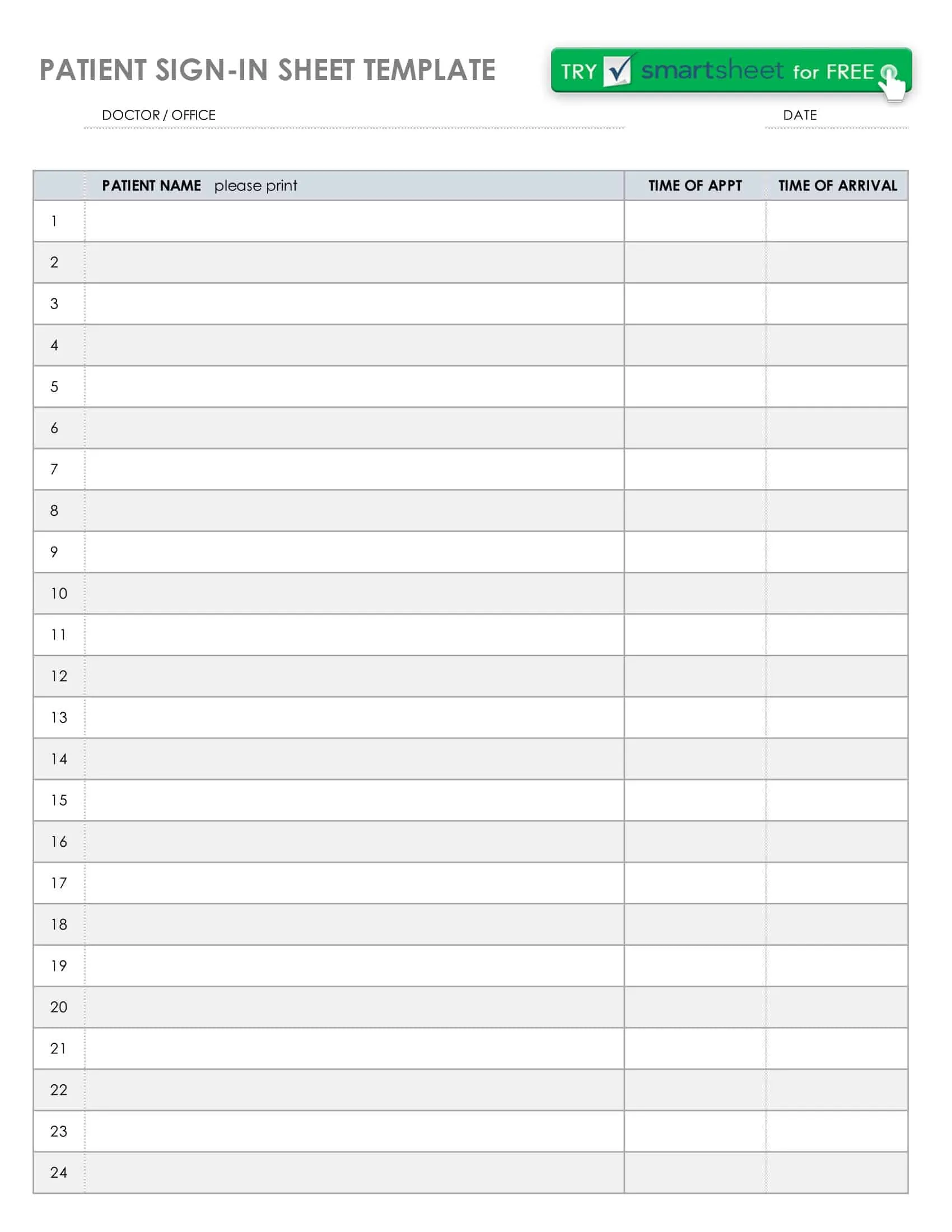 Blank Sign in Sheet Template Blank Sign in Sheet Template