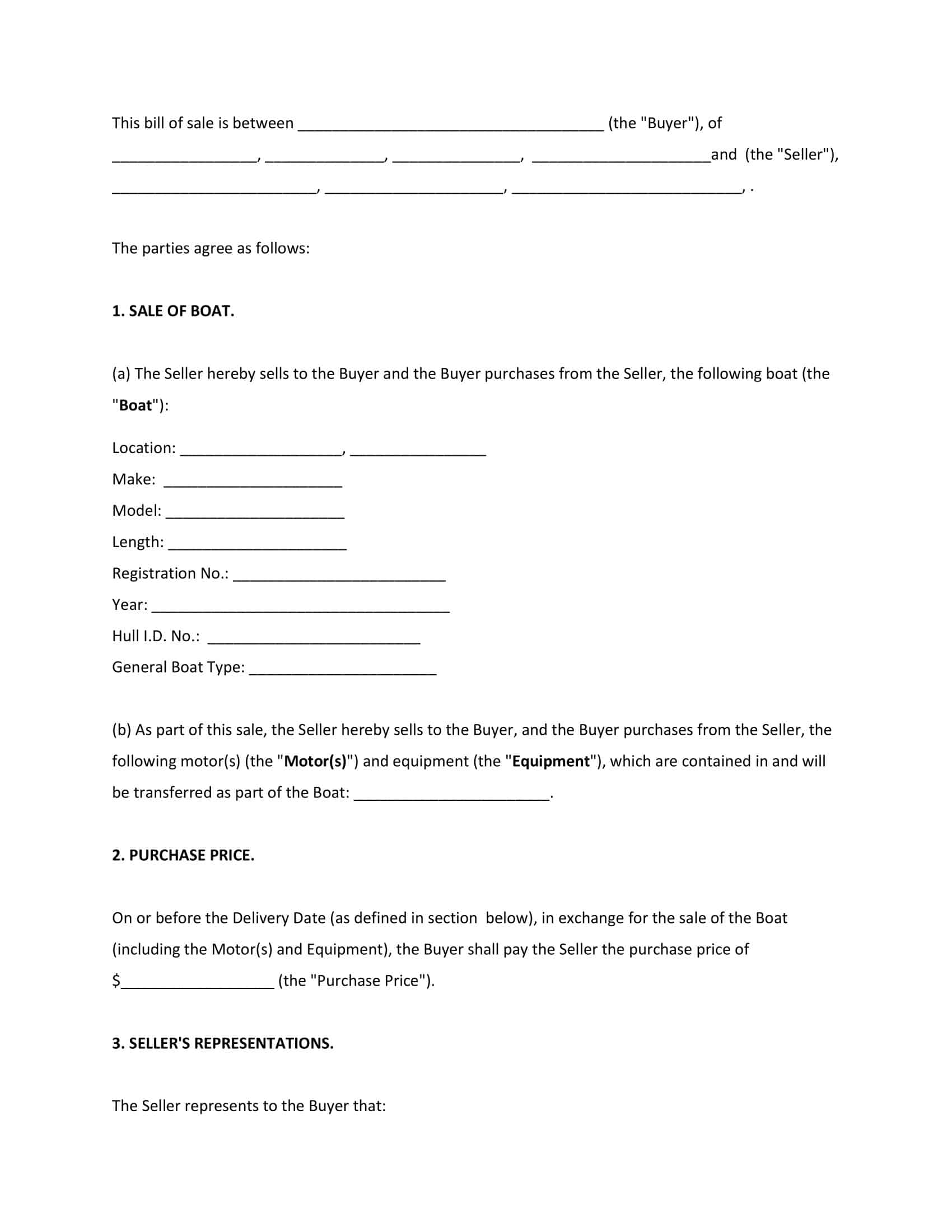 Boat Bill of Sale PDF Template Boat Bill of Sale PDF Template