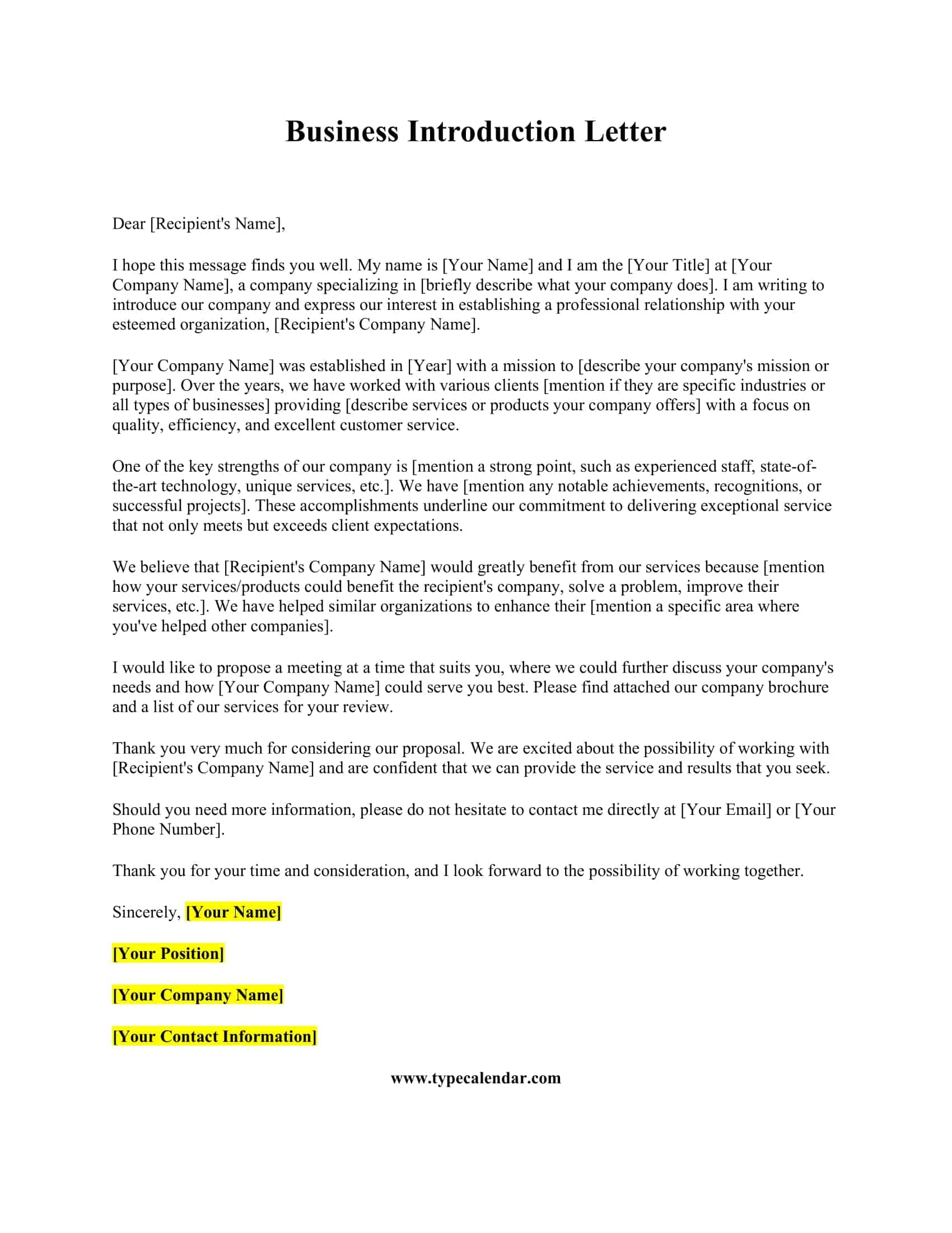 Free Printable Letter Of Introduction Templates [Teacher, School ...