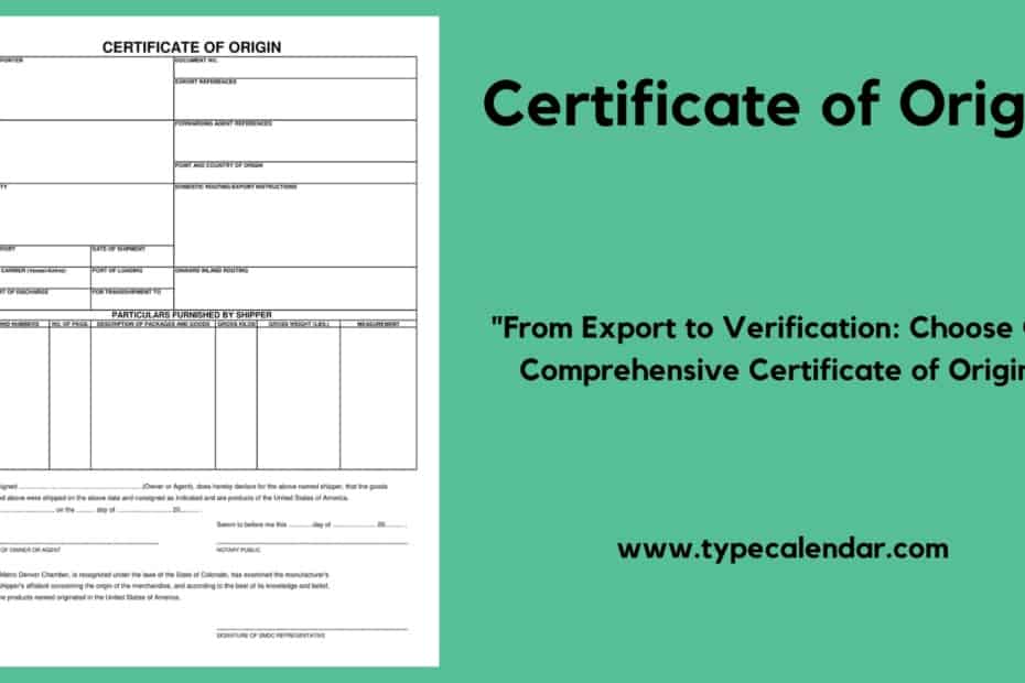 Certificate of Origin