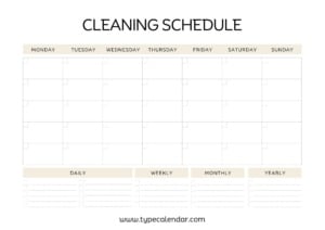Free Printable Cleaning Schedule Templates [PDF, Excel, Word]