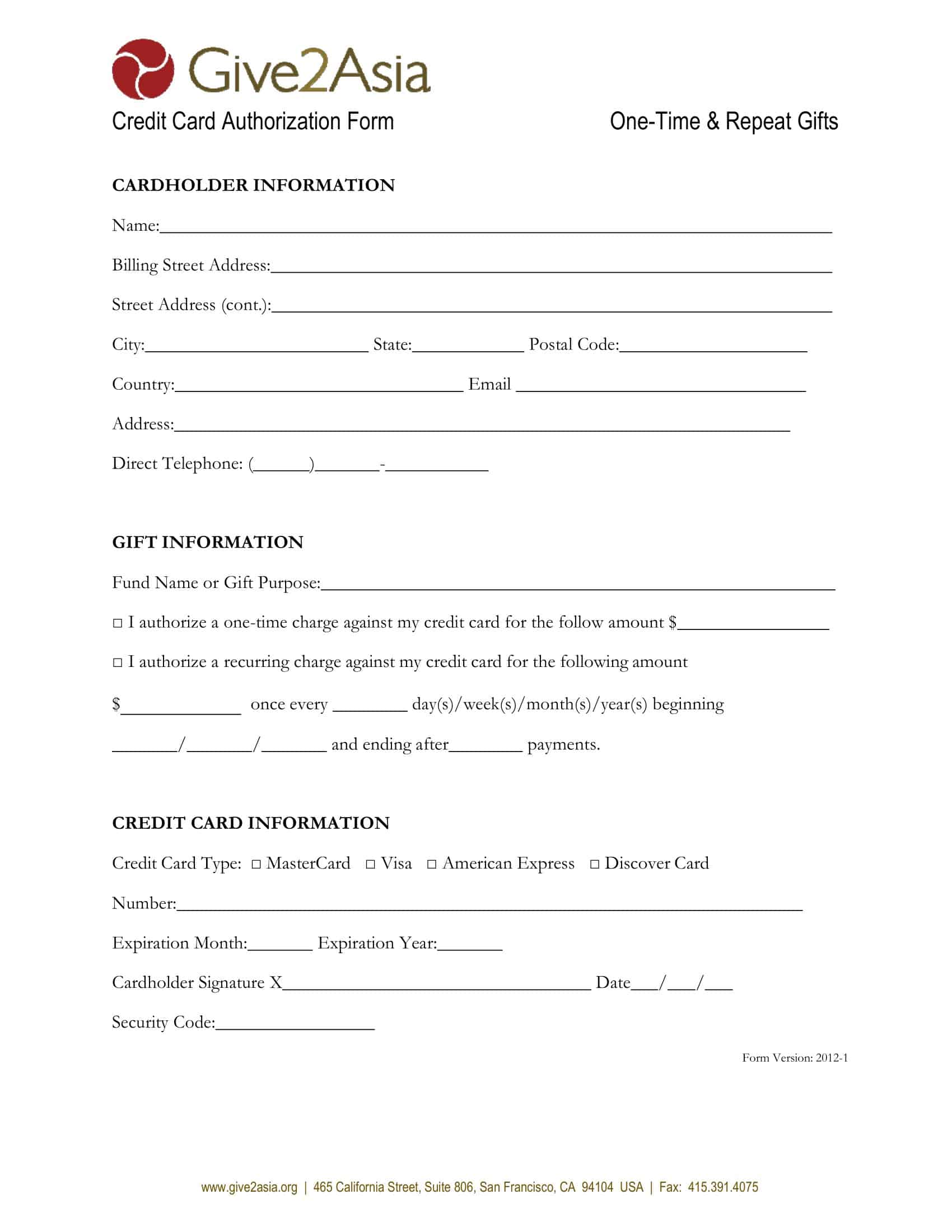 Comprehensive Sample Credit Card Authorization Form Comprehensive Sample Credit Card Authorization Form