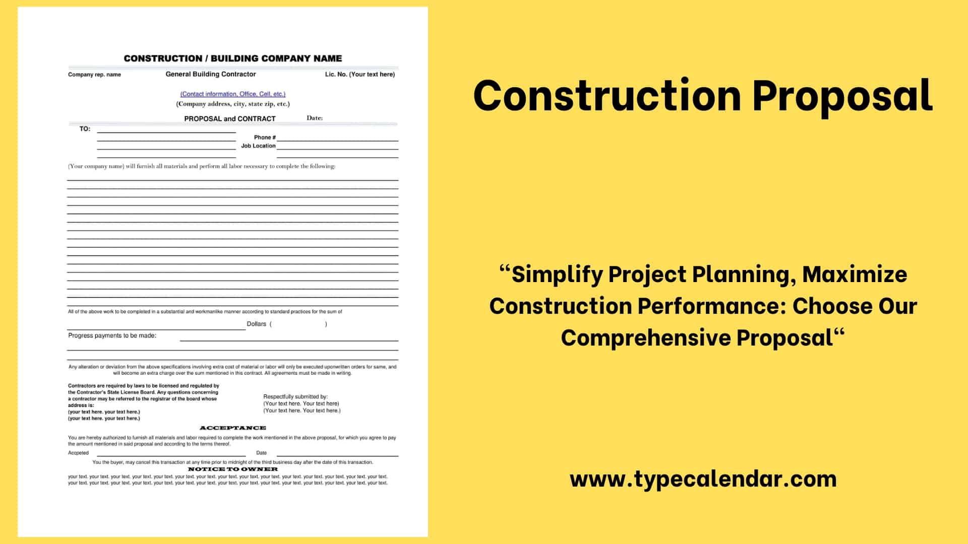 Free Printable Construction Proposal Templates Agreements PDF Word Free Printable Construction Proposal Templates Agreements PDF Word
