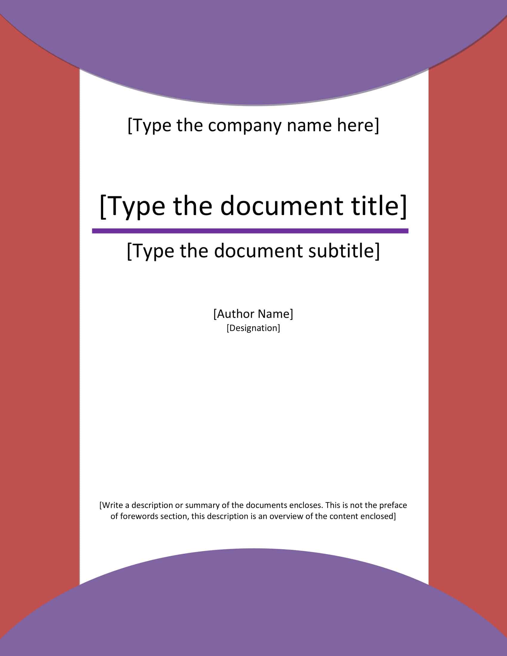 Cover Page Template in Word Cover Page Template in Word