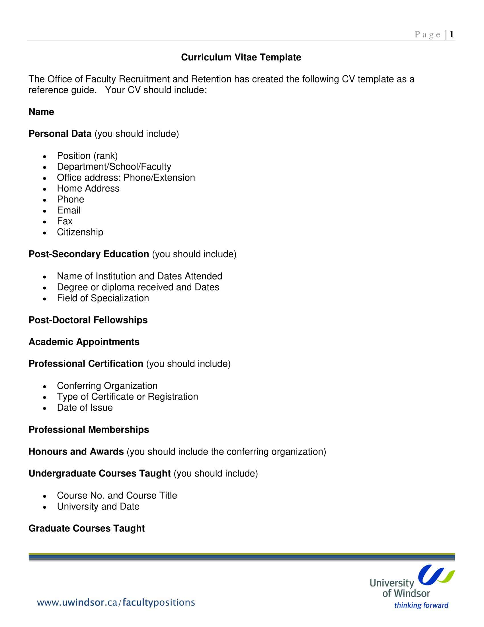 Curriculum Vitae in Word Format Curriculum Vitae in Word Format
