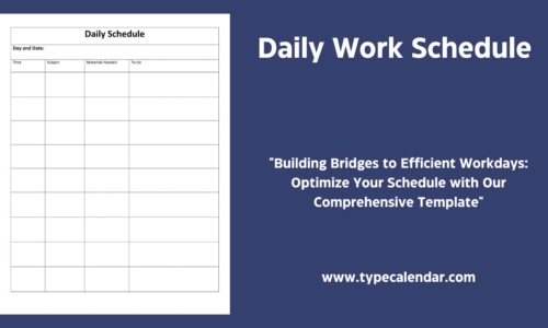 Free Printable Daily Work Schedule Templates [Excel, PDF, Word]