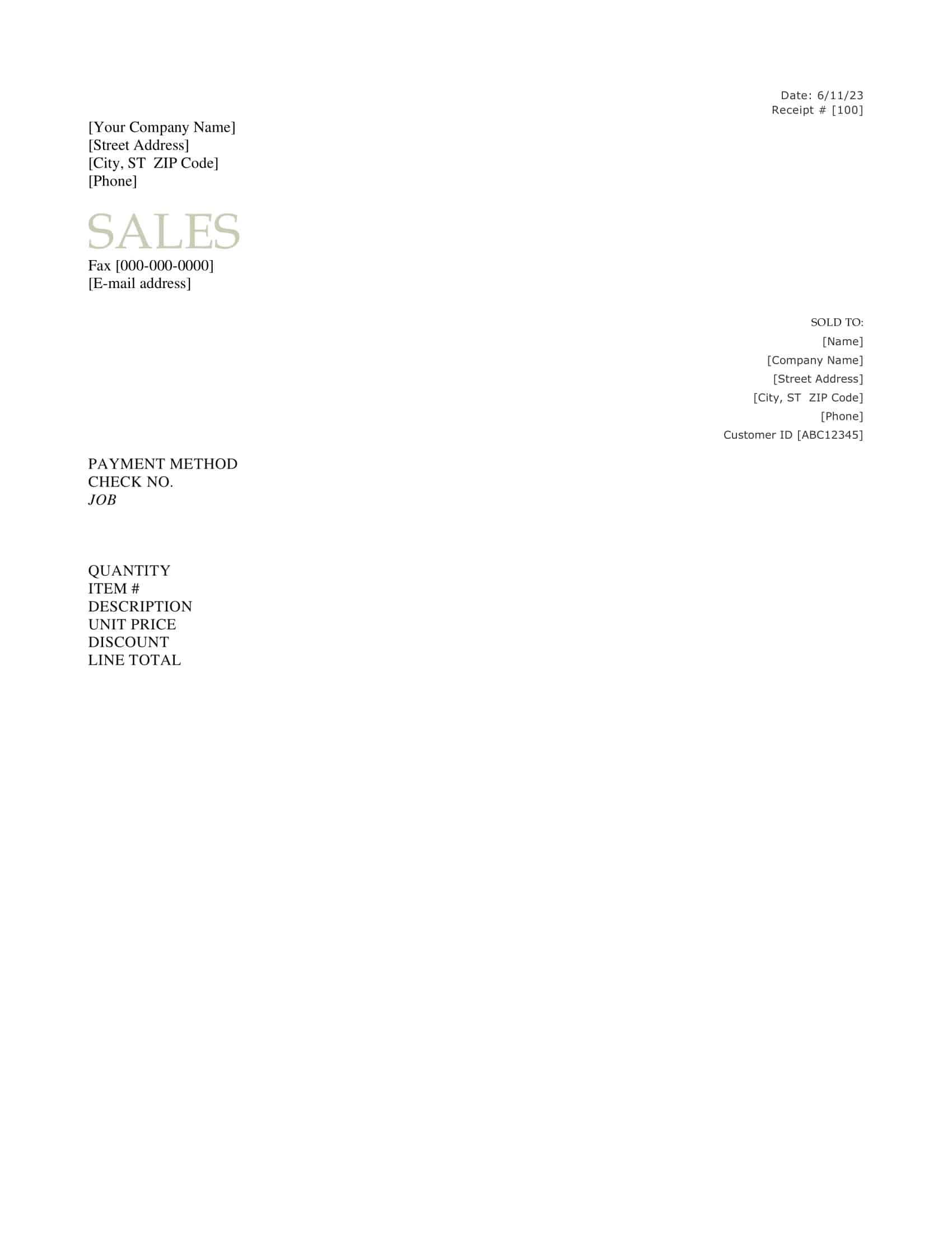 Download Excel Receipt Template Download Excel Receipt Template