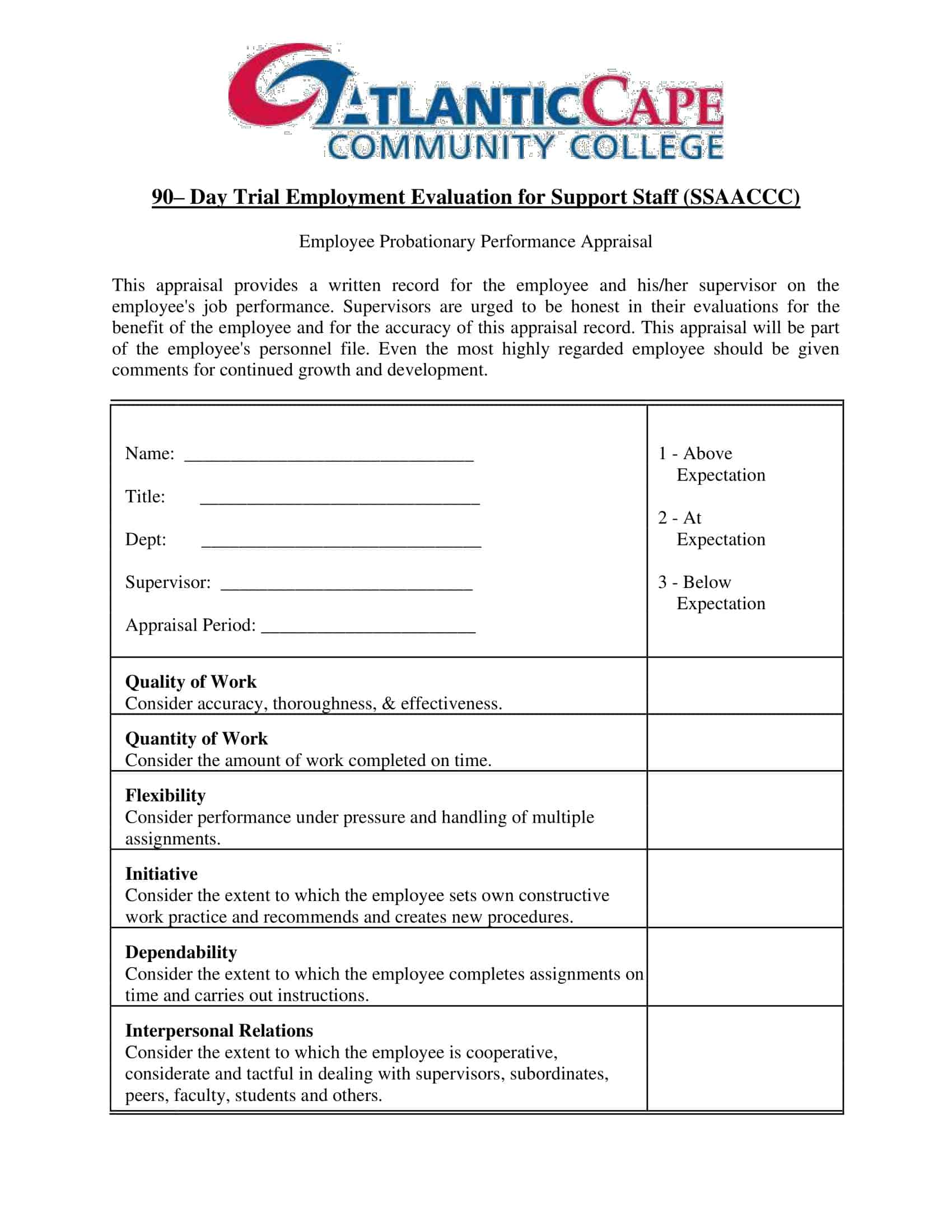 Free Printable 90 Day Review Evaluation Templates Word PDF Free Printable 90 Day Review Evaluation Templates Word PDF