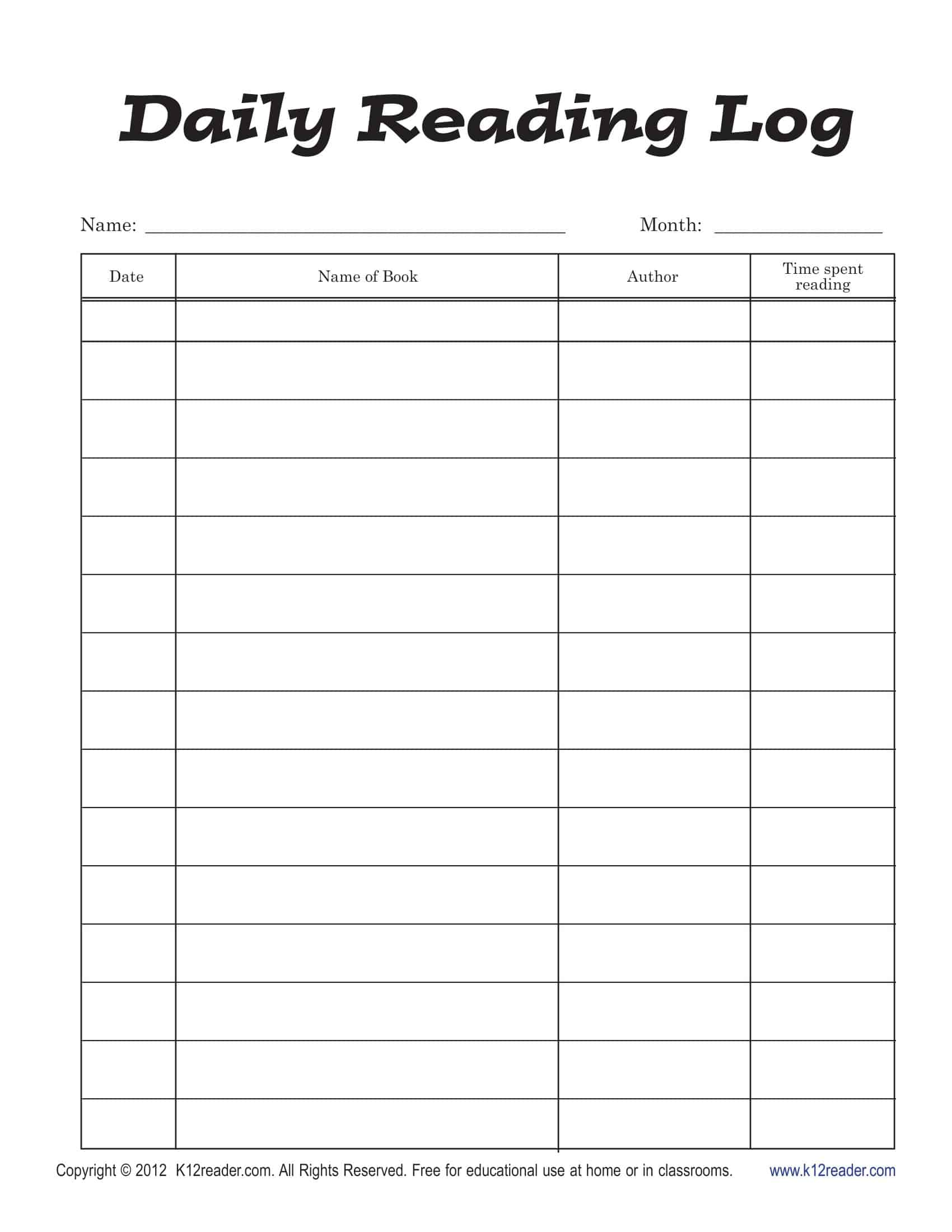 free printable reading log templates [pdf, excel]