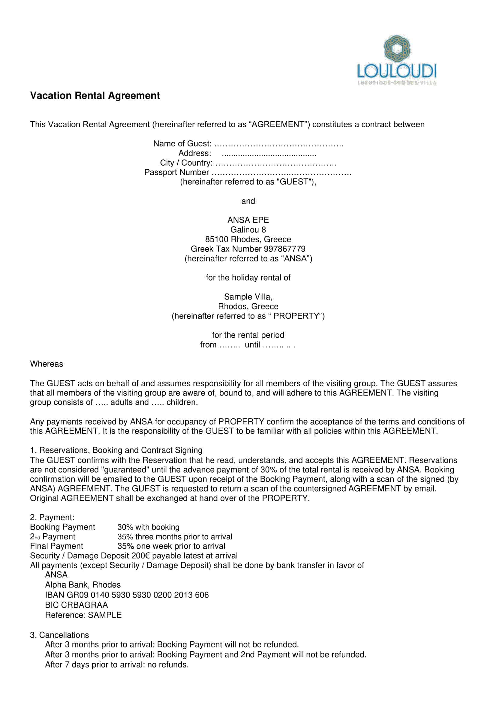 Downloadable Vacation Rental Agreement PDF Downloadable Vacation Rental Agreement PDF